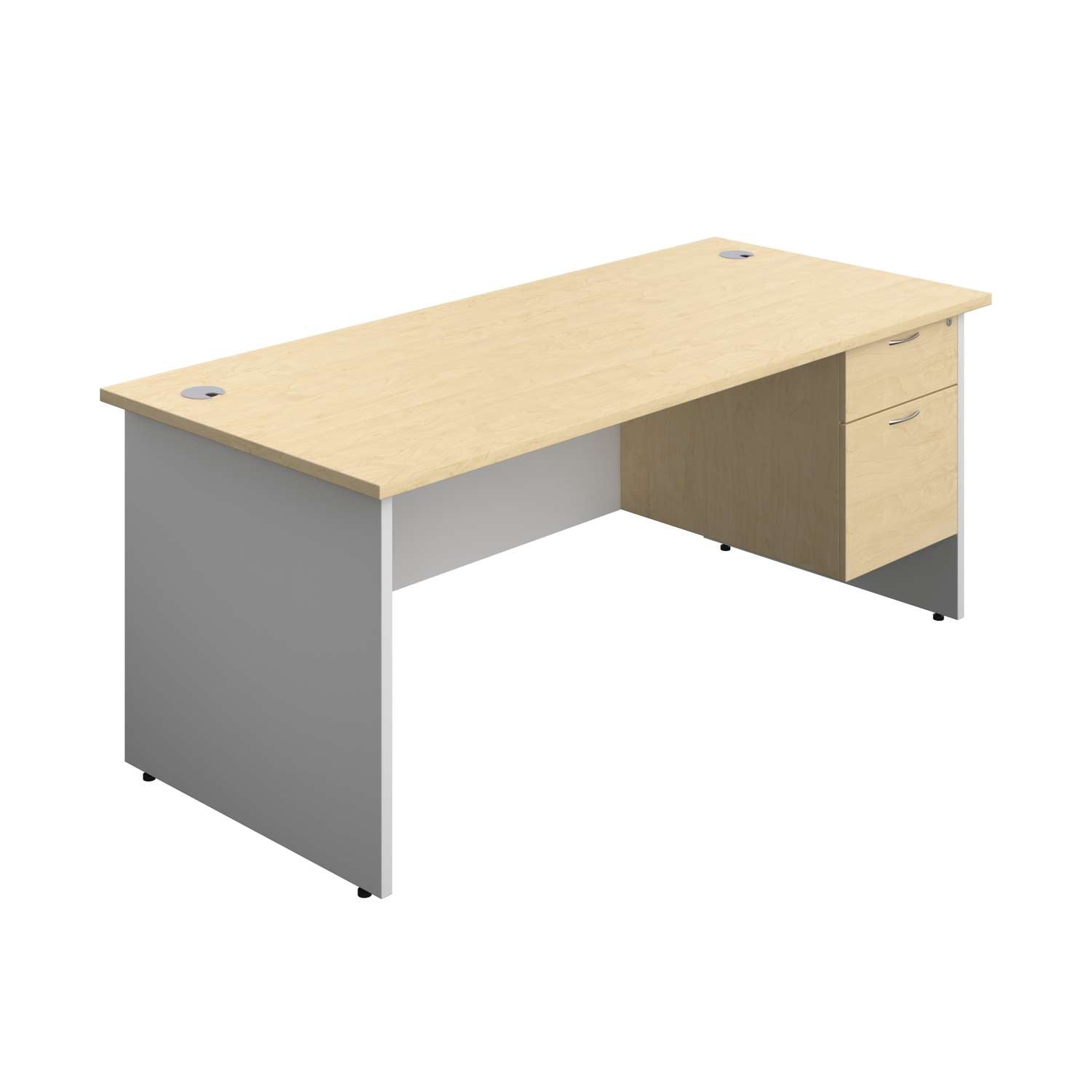 Panel Plus Rectangular Desk + 2 Drawer Fixed Pedestal Bundle (FSC)