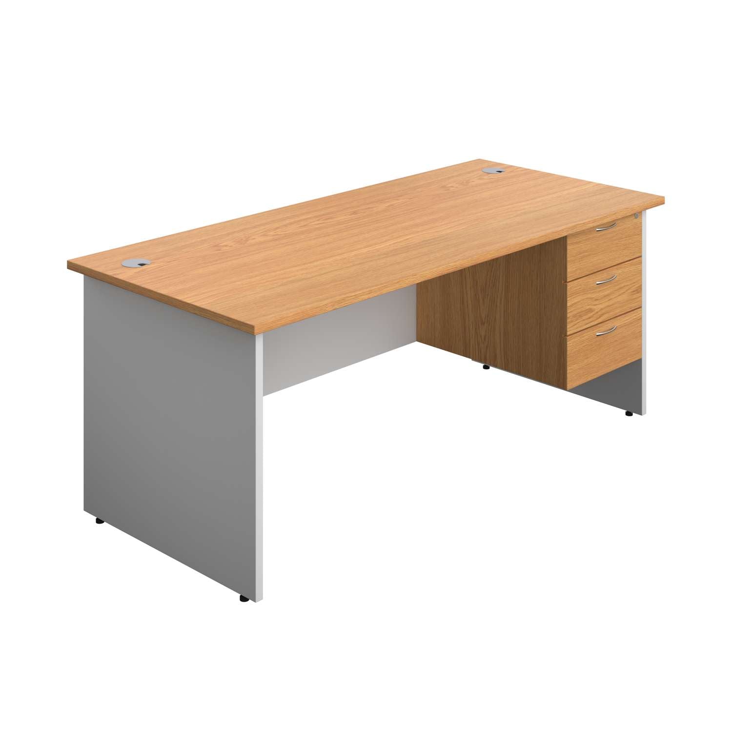 Panel Plus Rectangular Desk + 3 Drawer Fixed Pedestal Bundle (FSC)