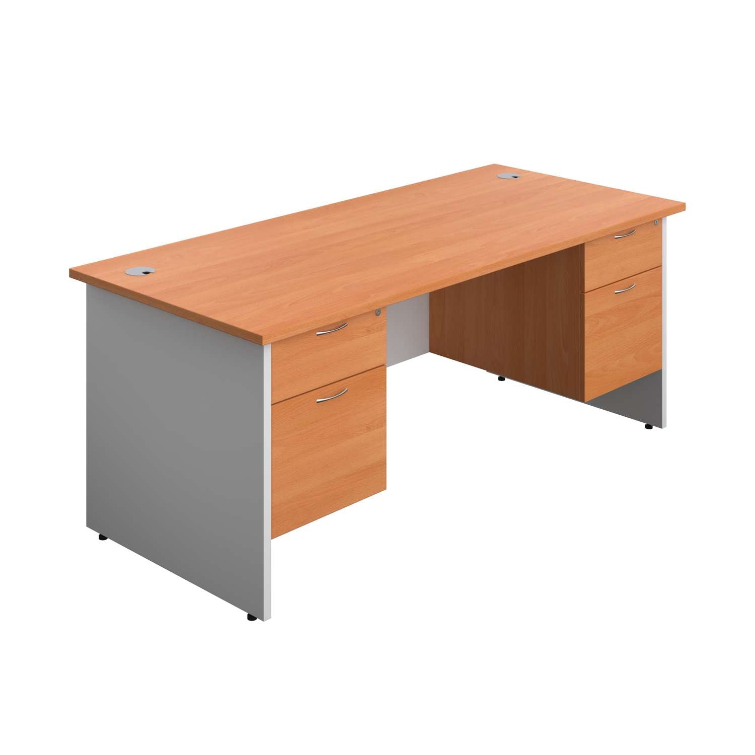 Panel Plus Rectangular Desk + 2 X 2 Drawer Fixed Pedestal Bundle (FSC)