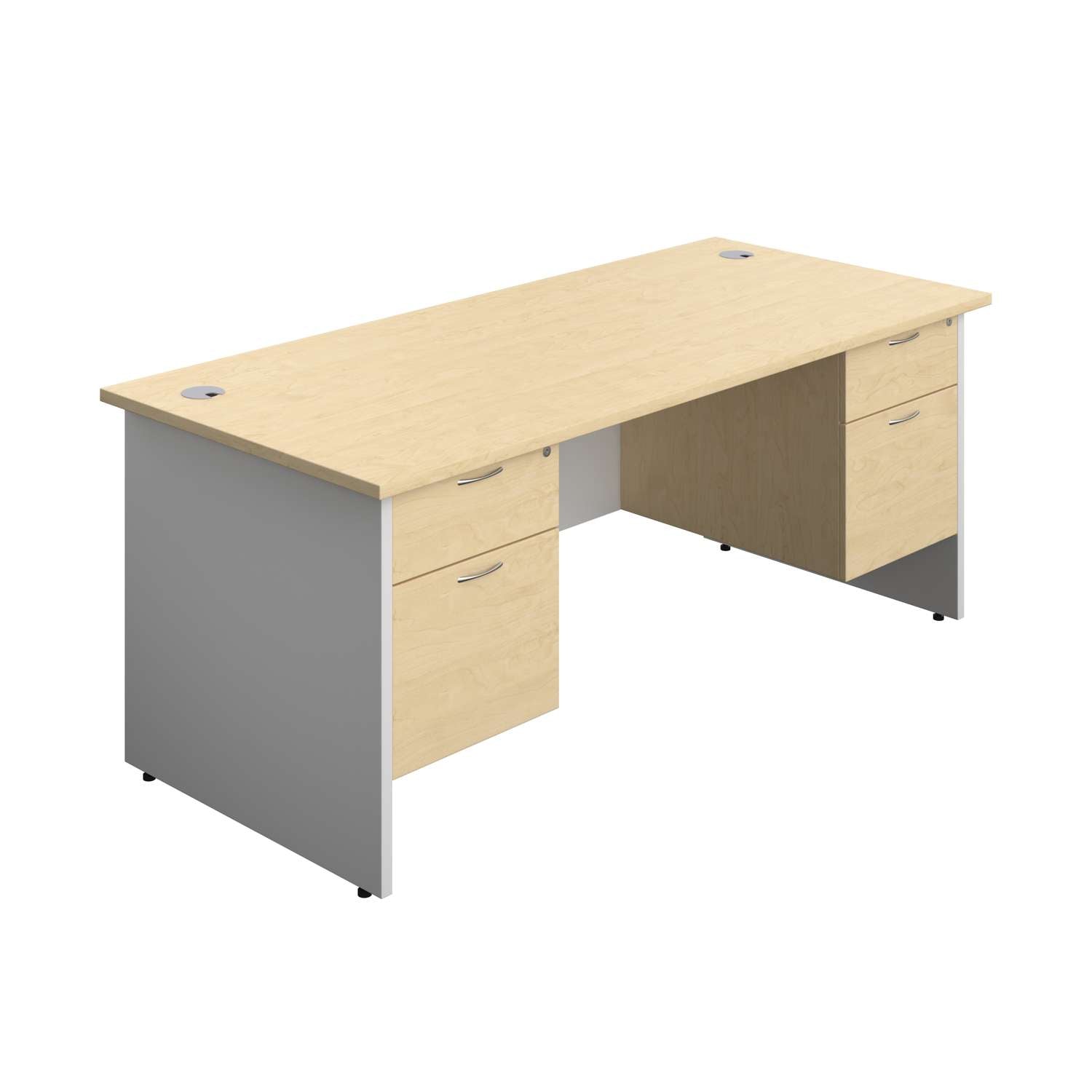 Panel Plus Rectangular Desk + 2 X 2 Drawer Fixed Pedestal Bundle (FSC)