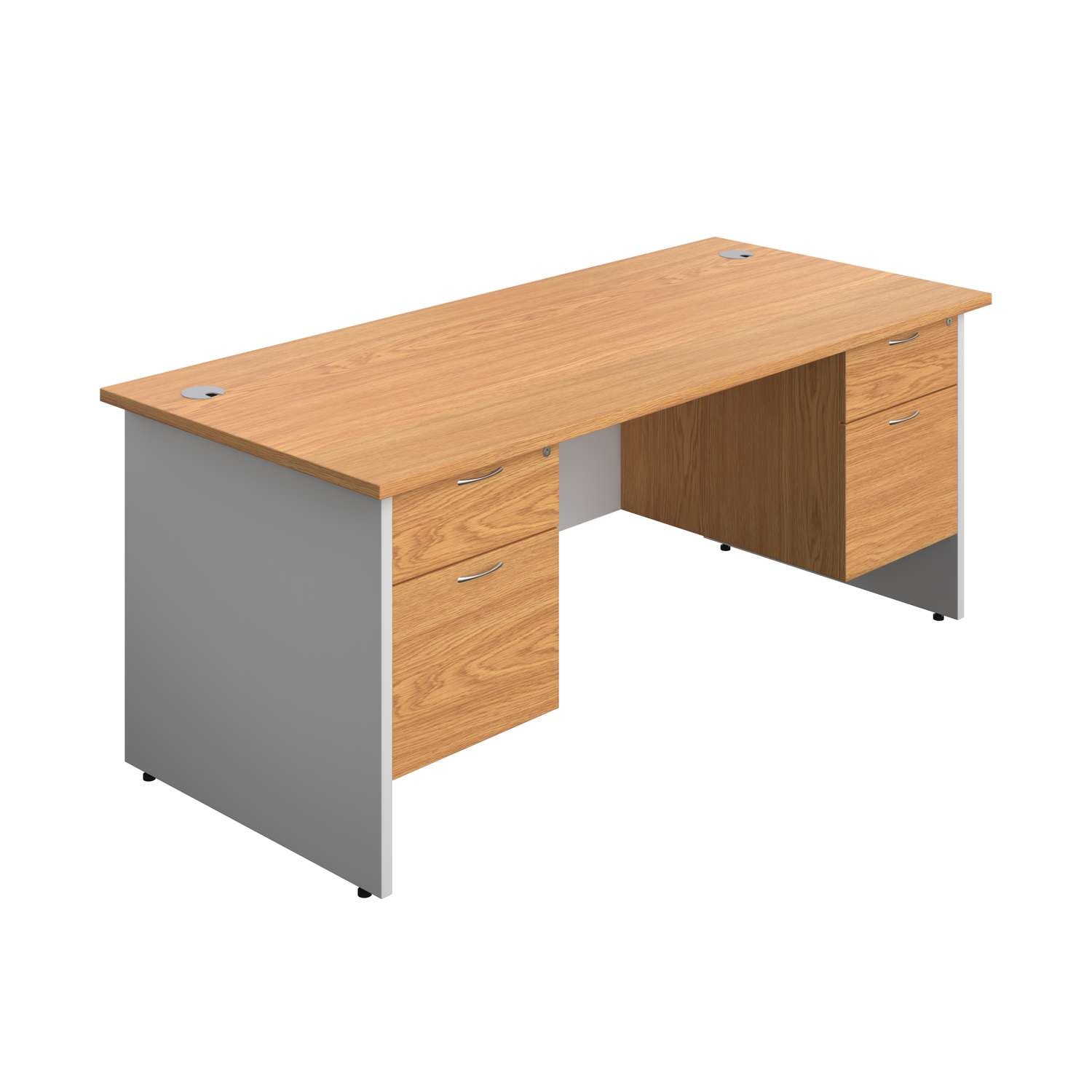 Panel Plus Rectangular Desk + 2 X 2 Drawer Fixed Pedestal Bundle (FSC)