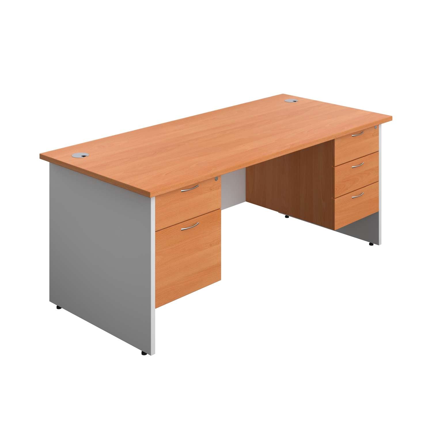 Panel Plus Rectangular Desk + 2 & 3 Drawer Fixed Pedestal Bundle (FSC)