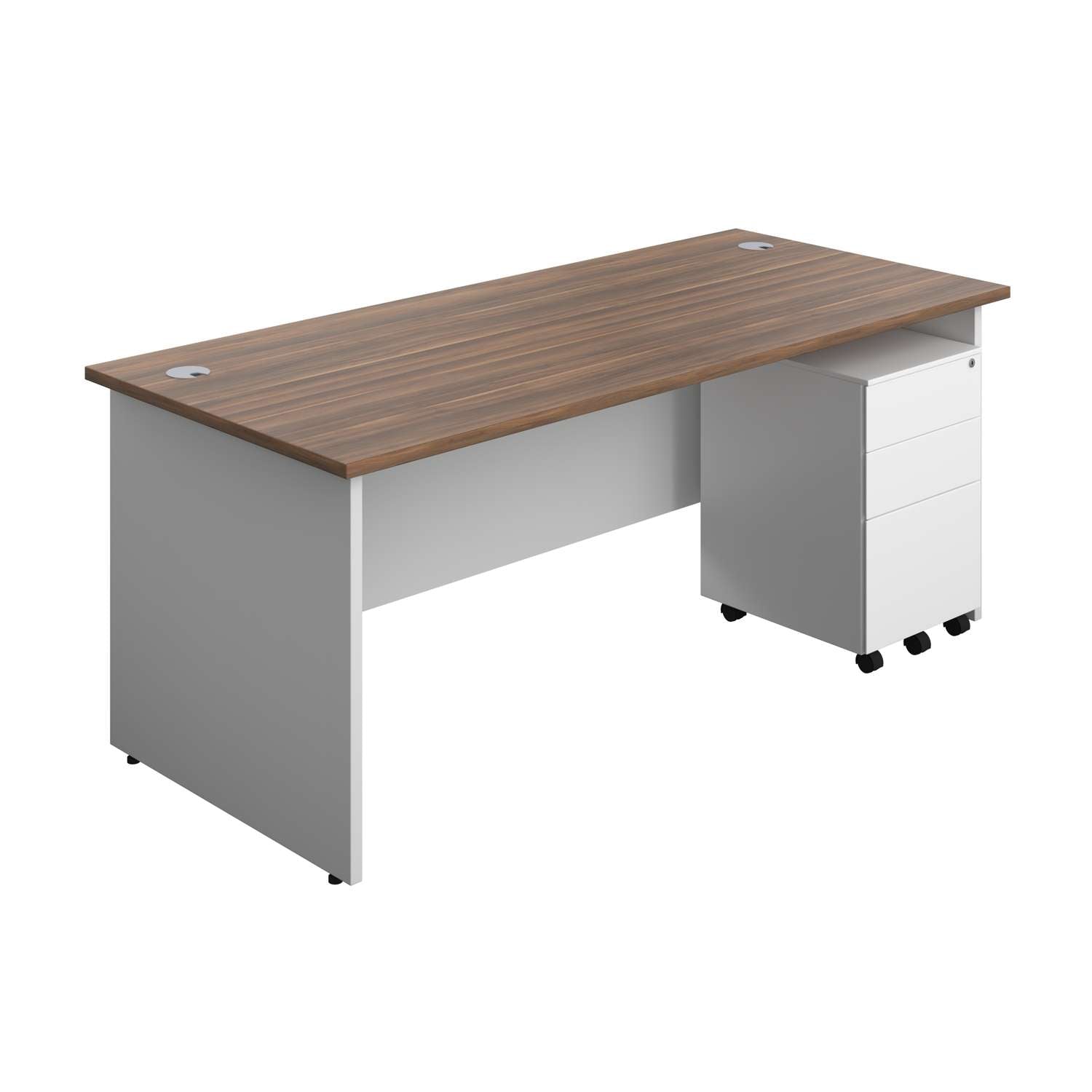 Panel Plus Rectangular Desk + 3 Drawer Steel Pedestal Bundle (FSC)