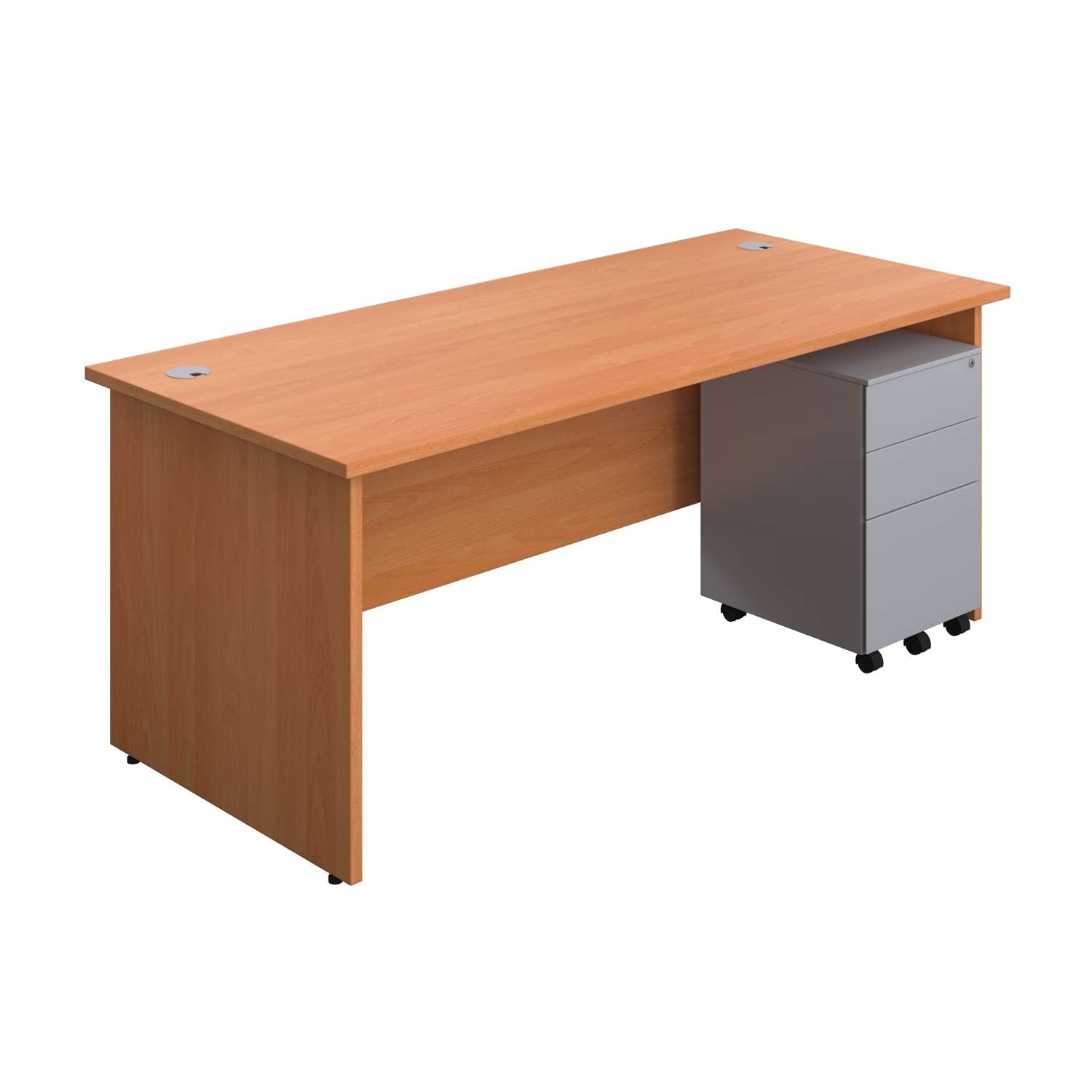 Panel Rectangular Desk + 3 Drawer Steel Pedestal Bundle (FSC)