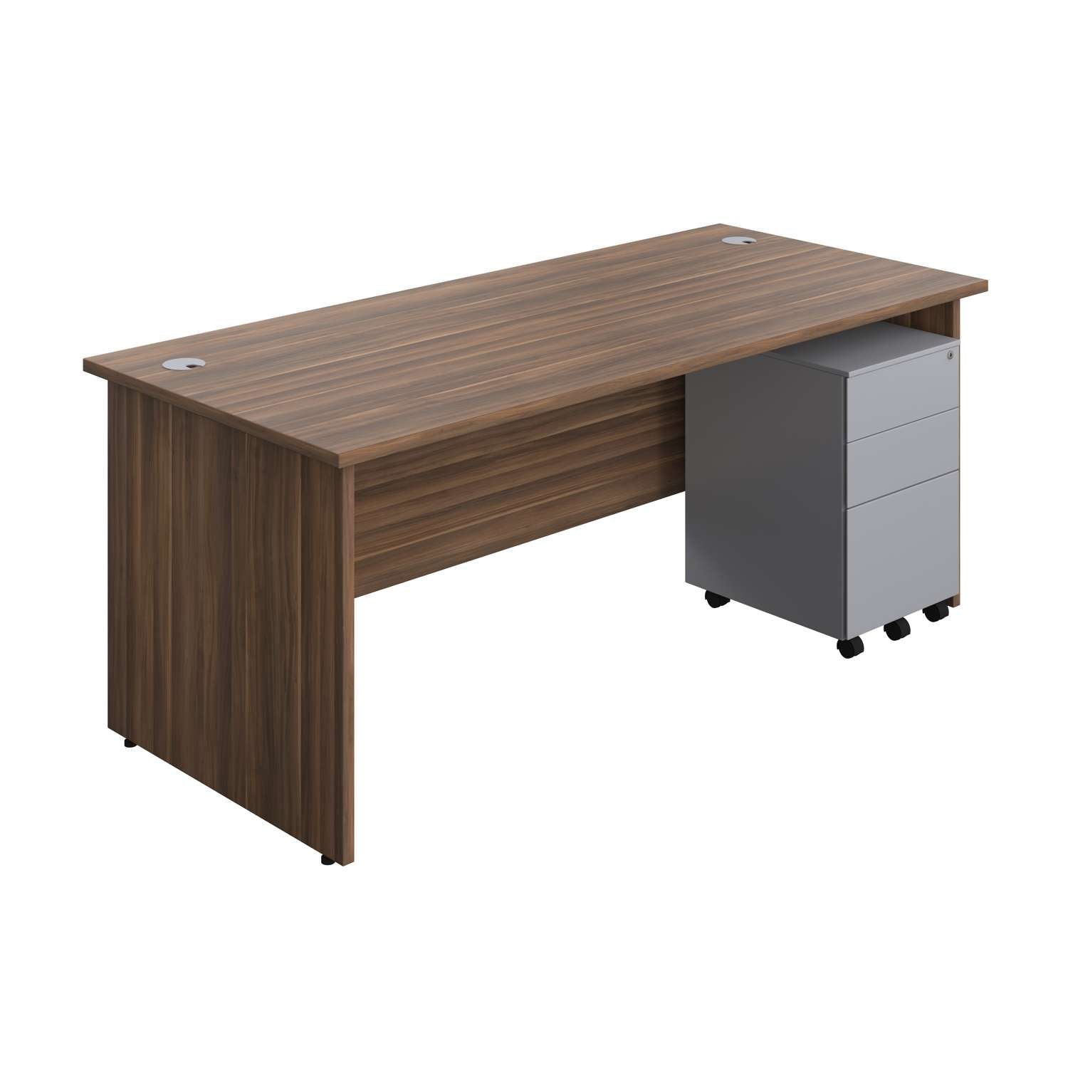 Panel Rectangular Desk + 3 Drawer Steel Pedestal Bundle (FSC)