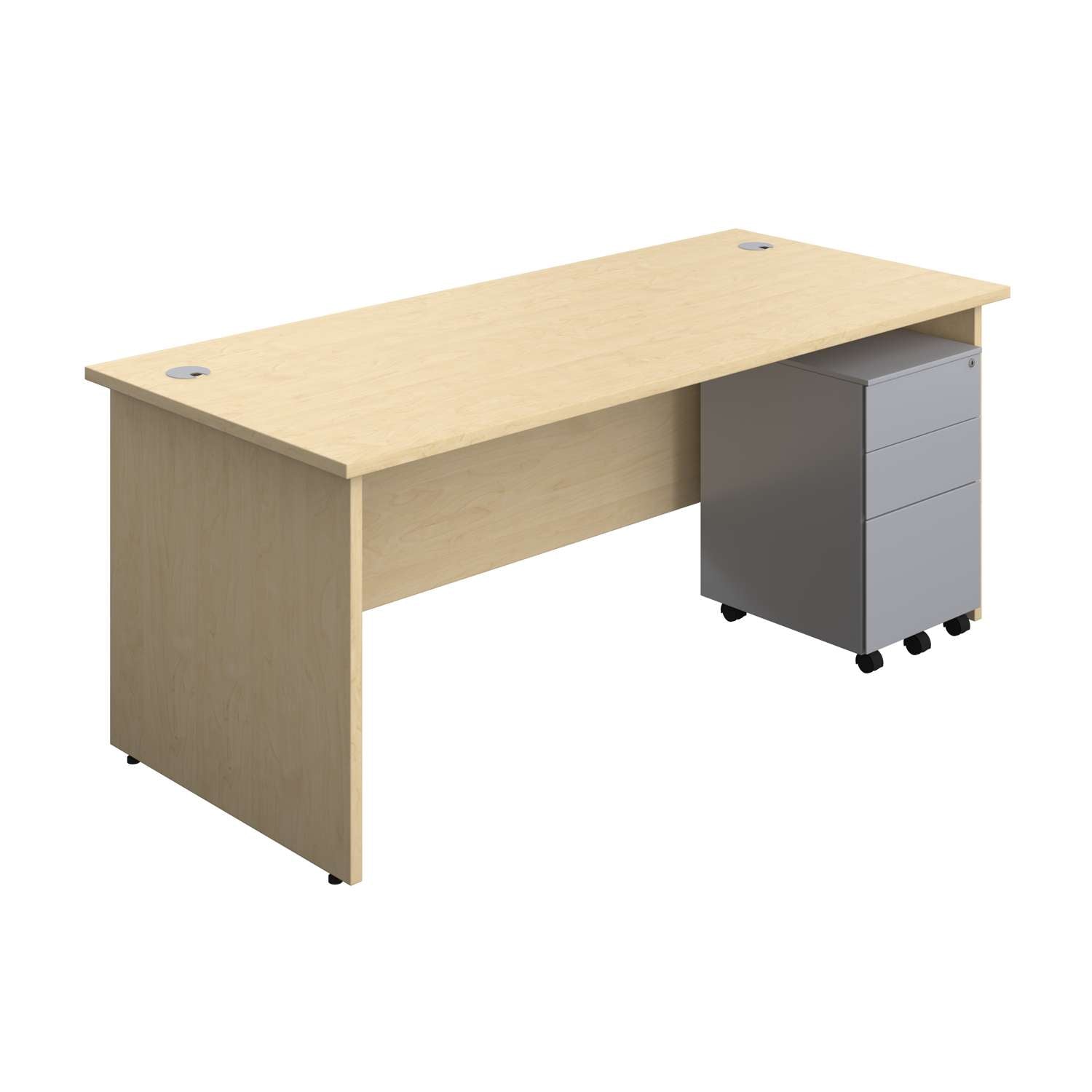 Panel Rectangular Desk + 3 Drawer Steel Pedestal Bundle (FSC)