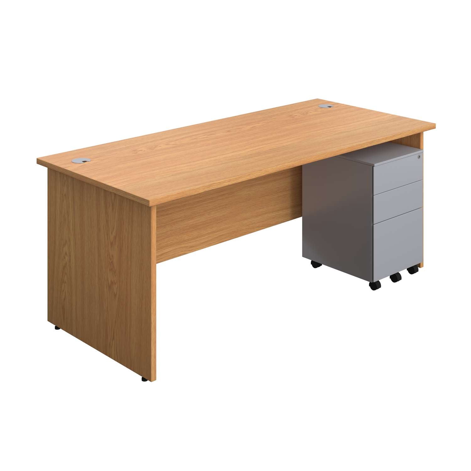 Panel Rectangular Desk + 3 Drawer Steel Pedestal Bundle (FSC)