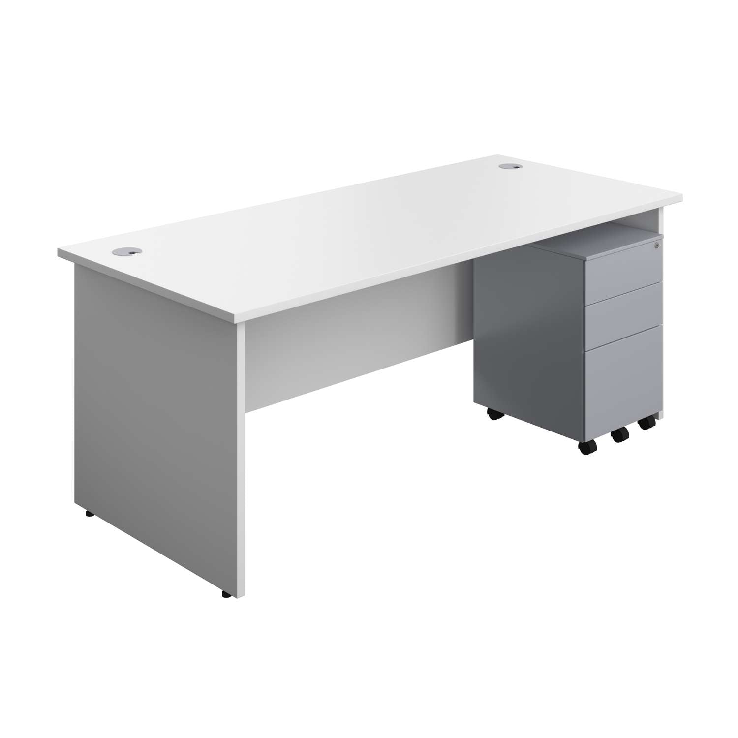 Panel Rectangular Desk + 3 Drawer Steel Pedestal Bundle (FSC)