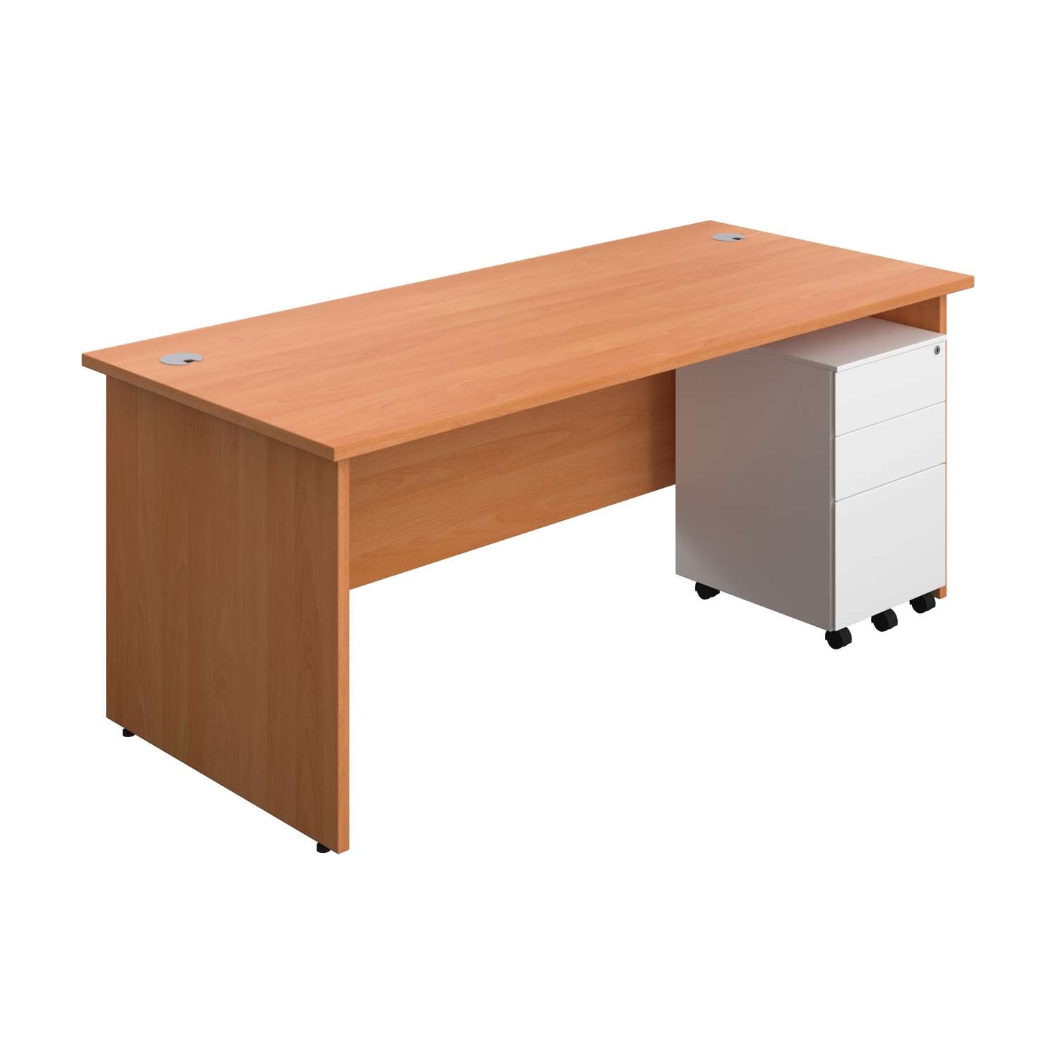 Panel Rectangular Desk + 3 Drawer Steel Pedestal Bundle (FSC)