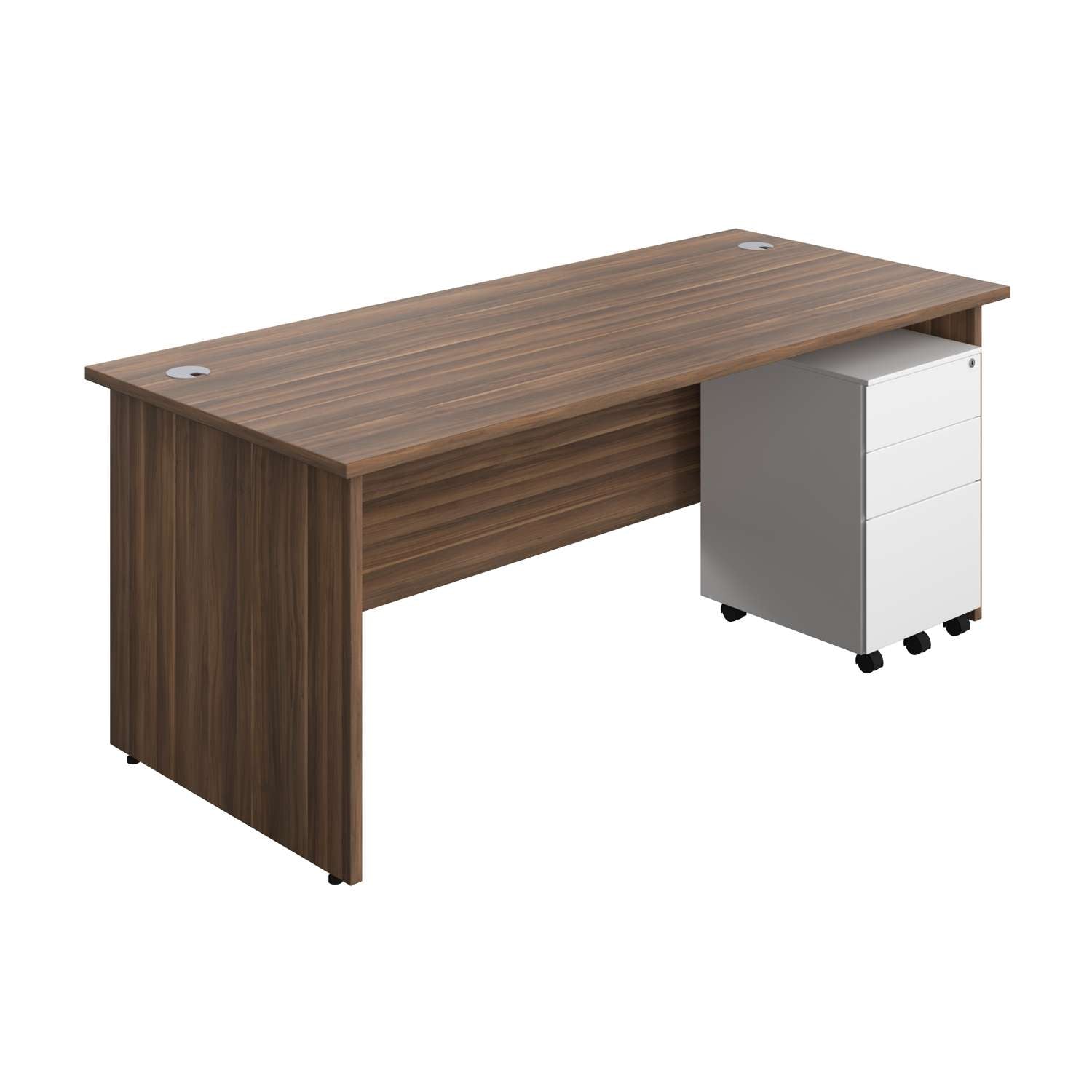 Panel Rectangular Desk + 3 Drawer Steel Pedestal Bundle (FSC)