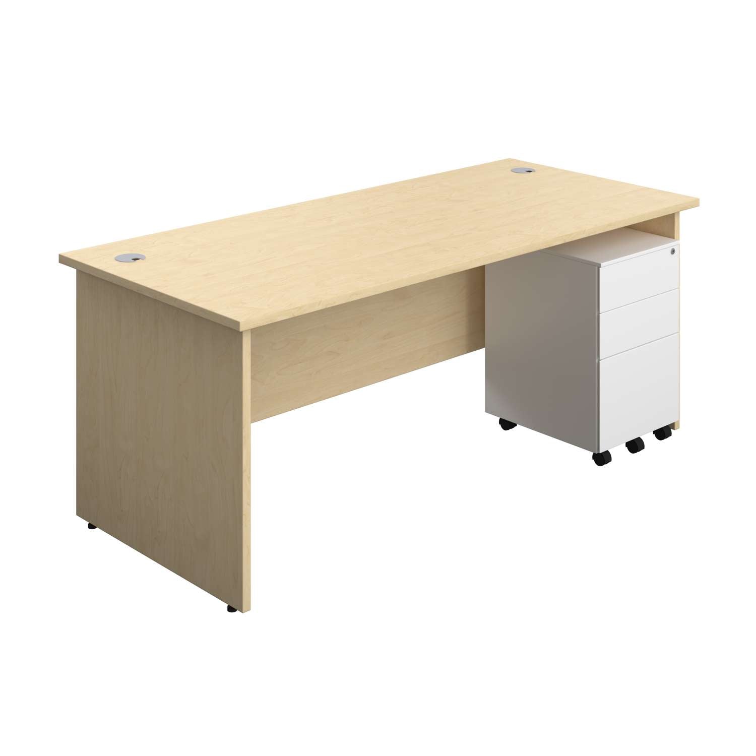 Panel Rectangular Desk + 3 Drawer Steel Pedestal Bundle (FSC)