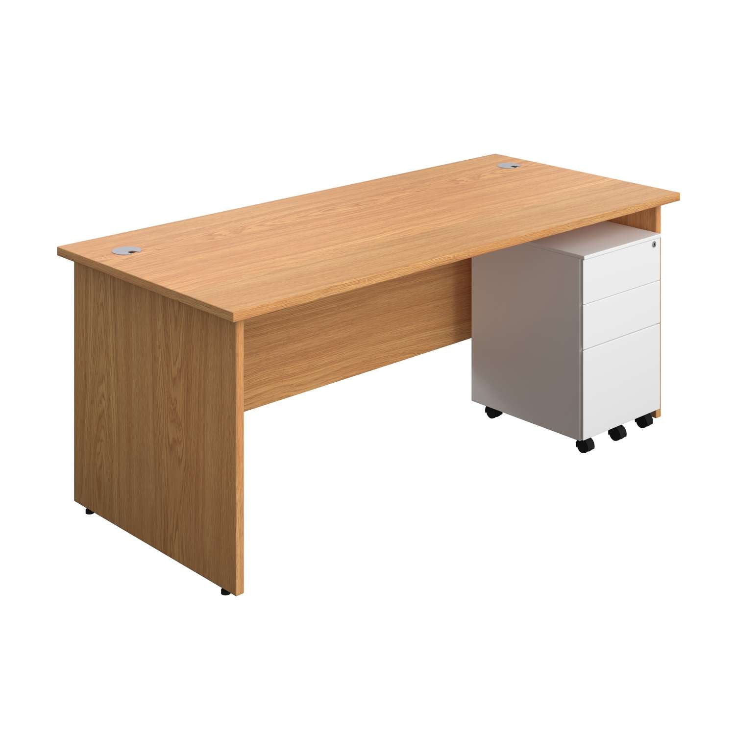 Panel Rectangular Desk + 3 Drawer Steel Pedestal Bundle (FSC)