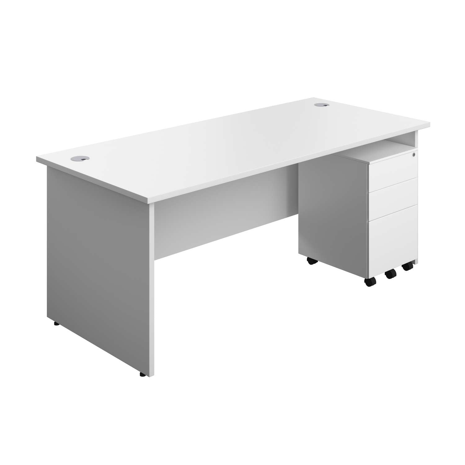 Panel Rectangular Desk + 3 Drawer Steel Pedestal Bundle (FSC)