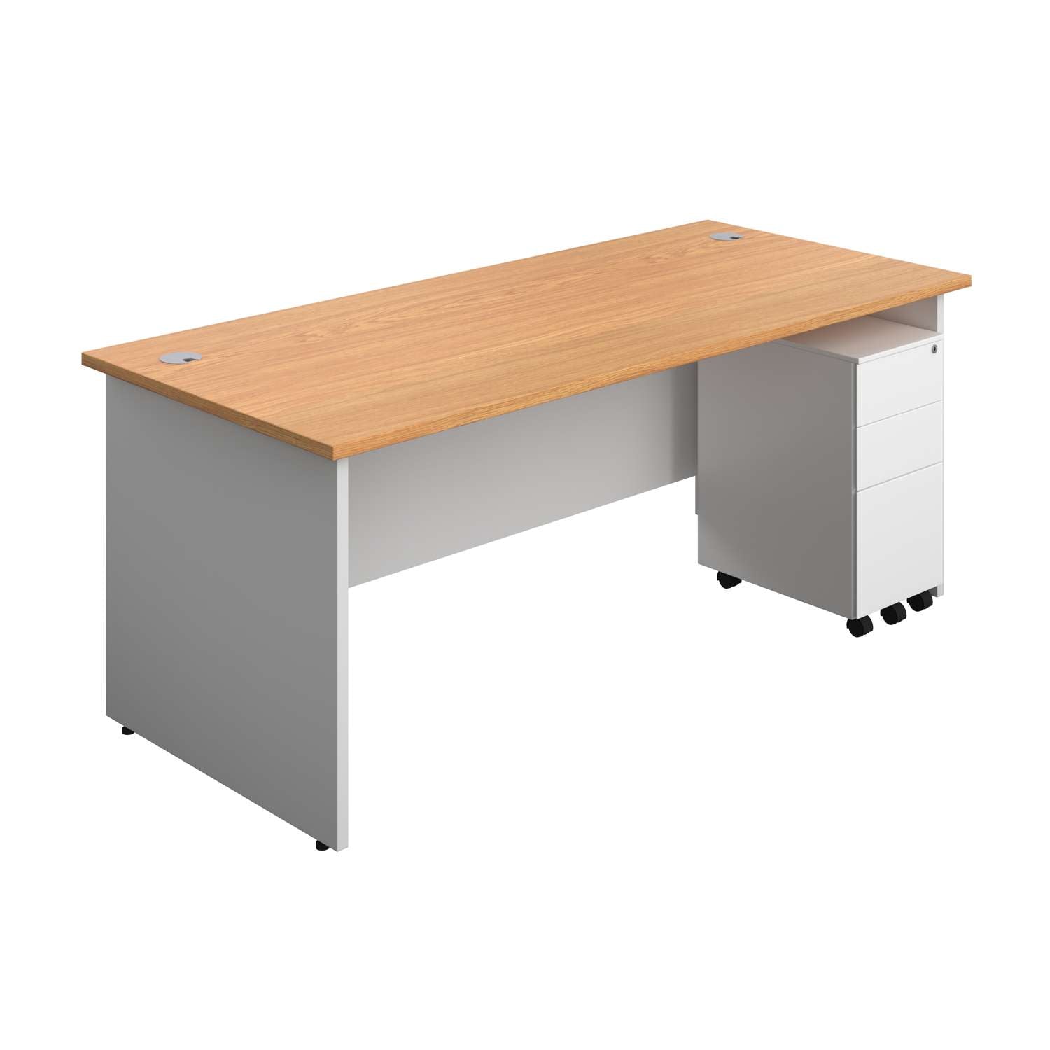 Panel Plus Rectangular Desk + 3 Drawer Slimline Steel Pedestal Bundle (FSC)