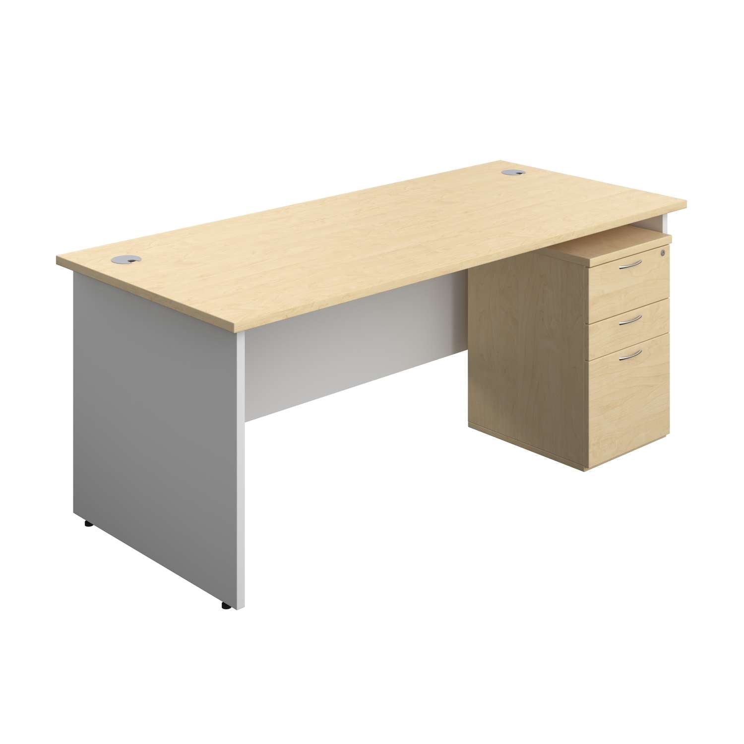 Panel Plus Rectangular Desk + 3 Drawer Under Desk Pedestal Bundle (FSC)