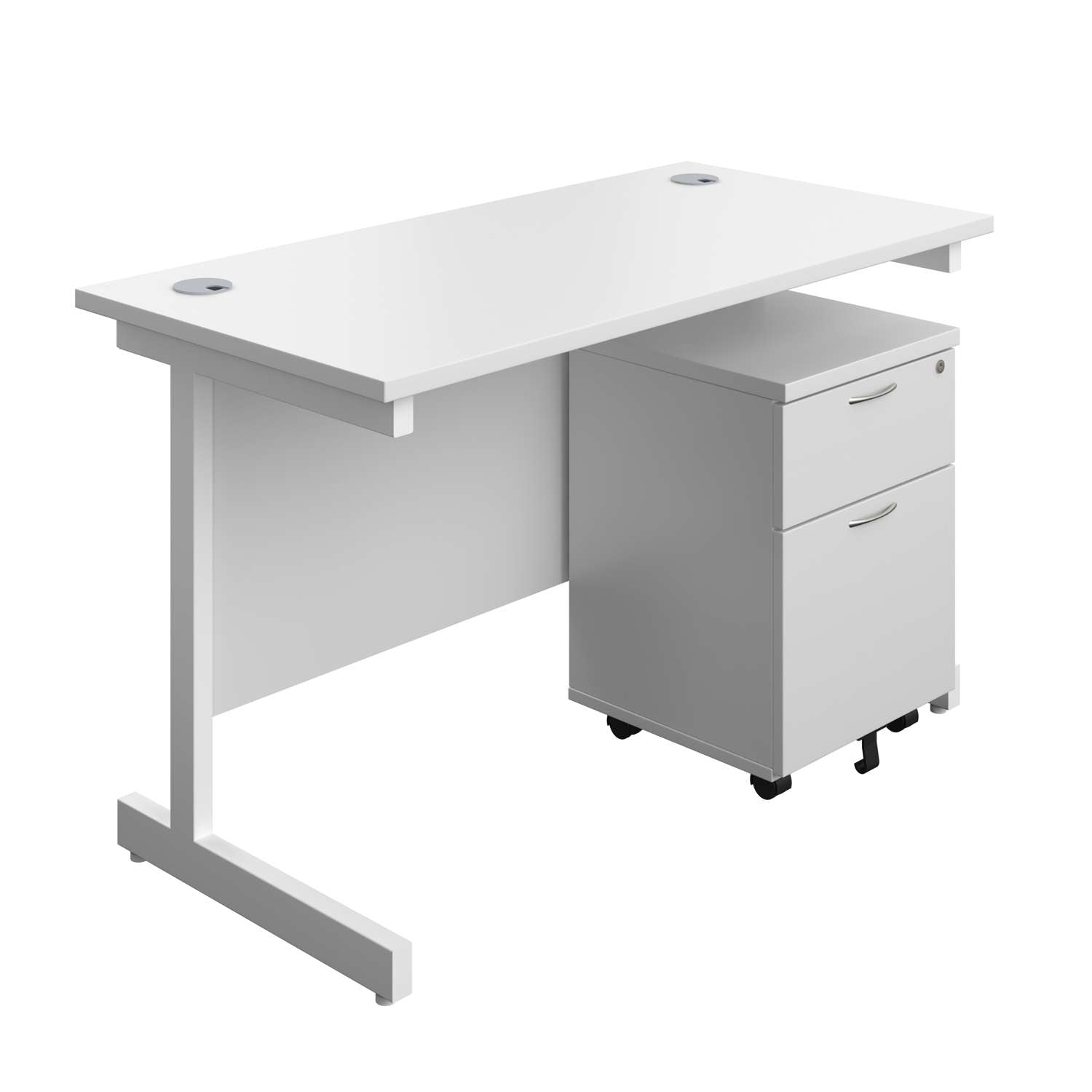 Single Upright Rectangular Desk + Mobile 2 Drawer Pedestal (FSC)