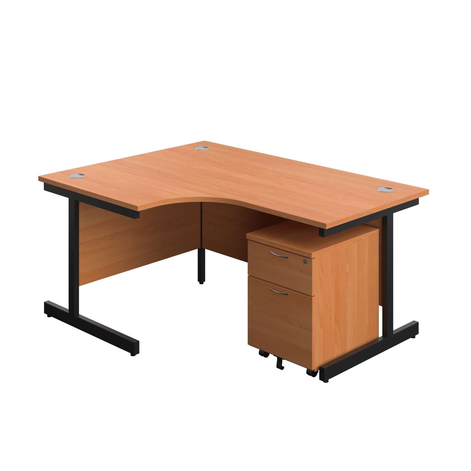 Single Upright Left Hand Radial Desk + Mobile 2 Drawer Pedestal (FSC)