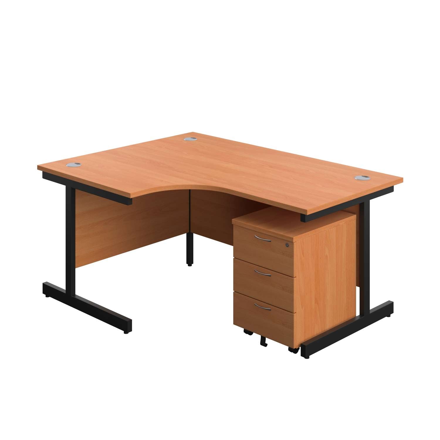 Single Upright Left Hand Radial Desk + Mobile 3 Drawer Pedestal (FSC)