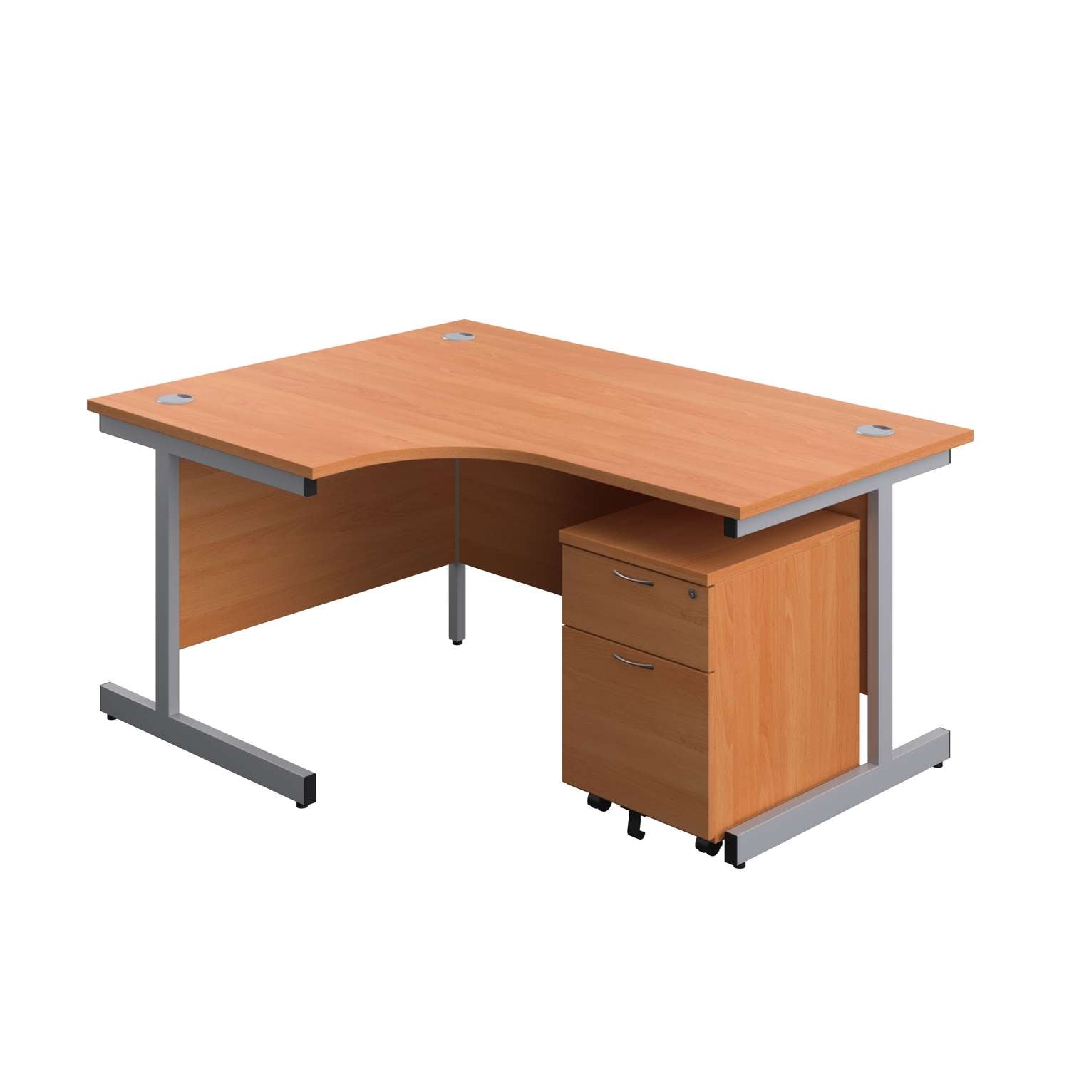 Single Upright Left Hand Radial Desk + Mobile 2 Drawer Pedestal (FSC)