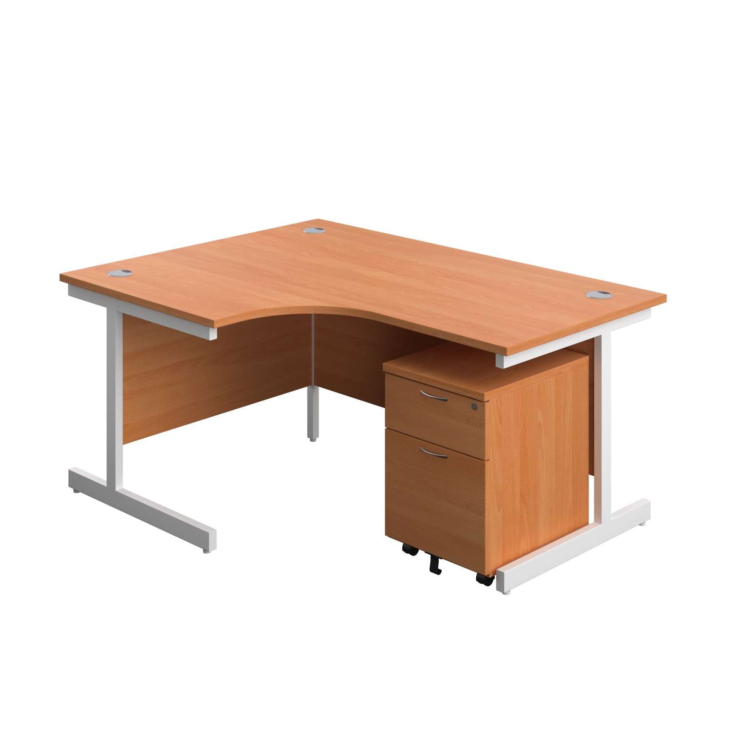 Single Upright Left Hand Radial Desk + Mobile 2 Drawer Pedestal (FSC)