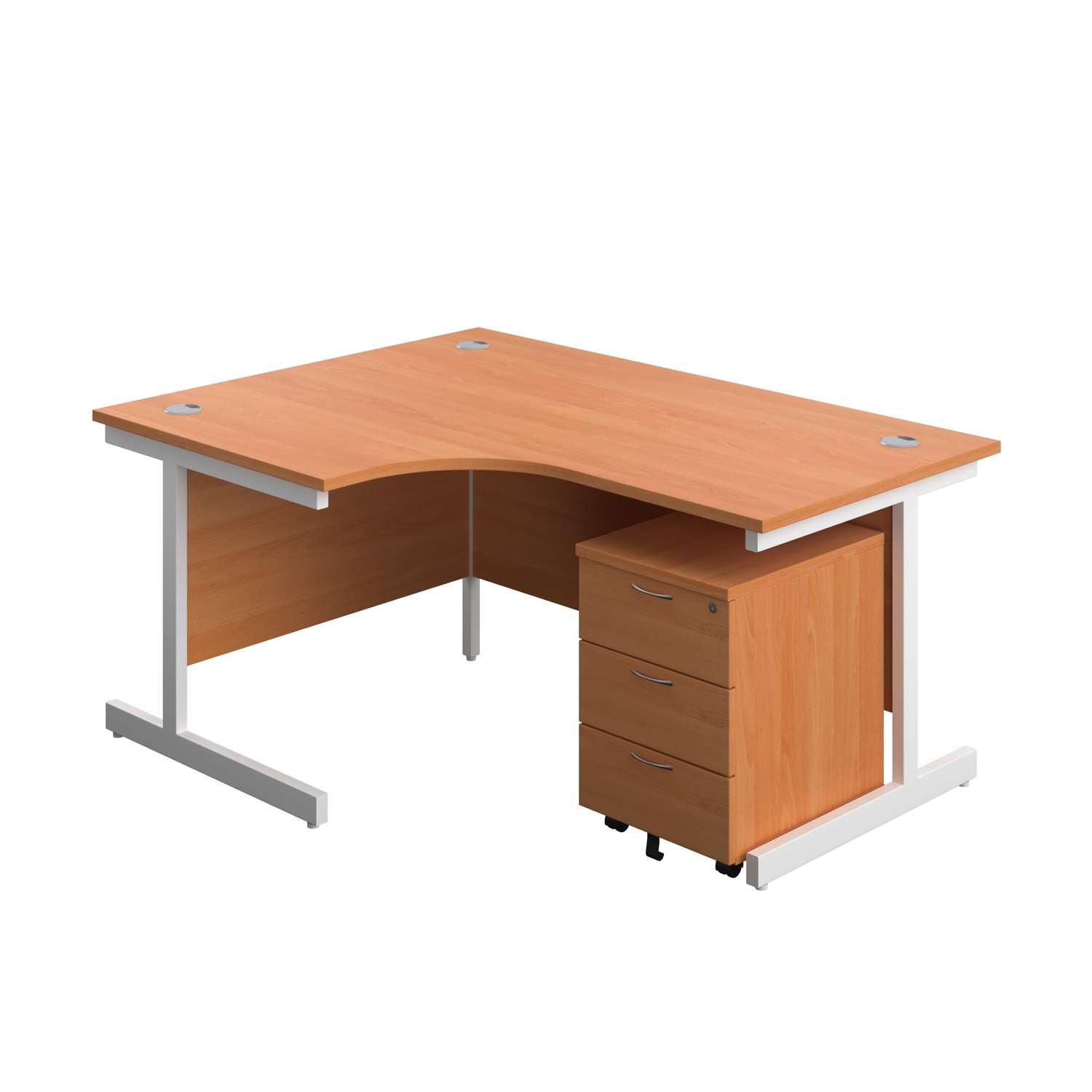 Single Upright Left Hand Radial Desk + Mobile 3 Drawer Pedestal (FSC)