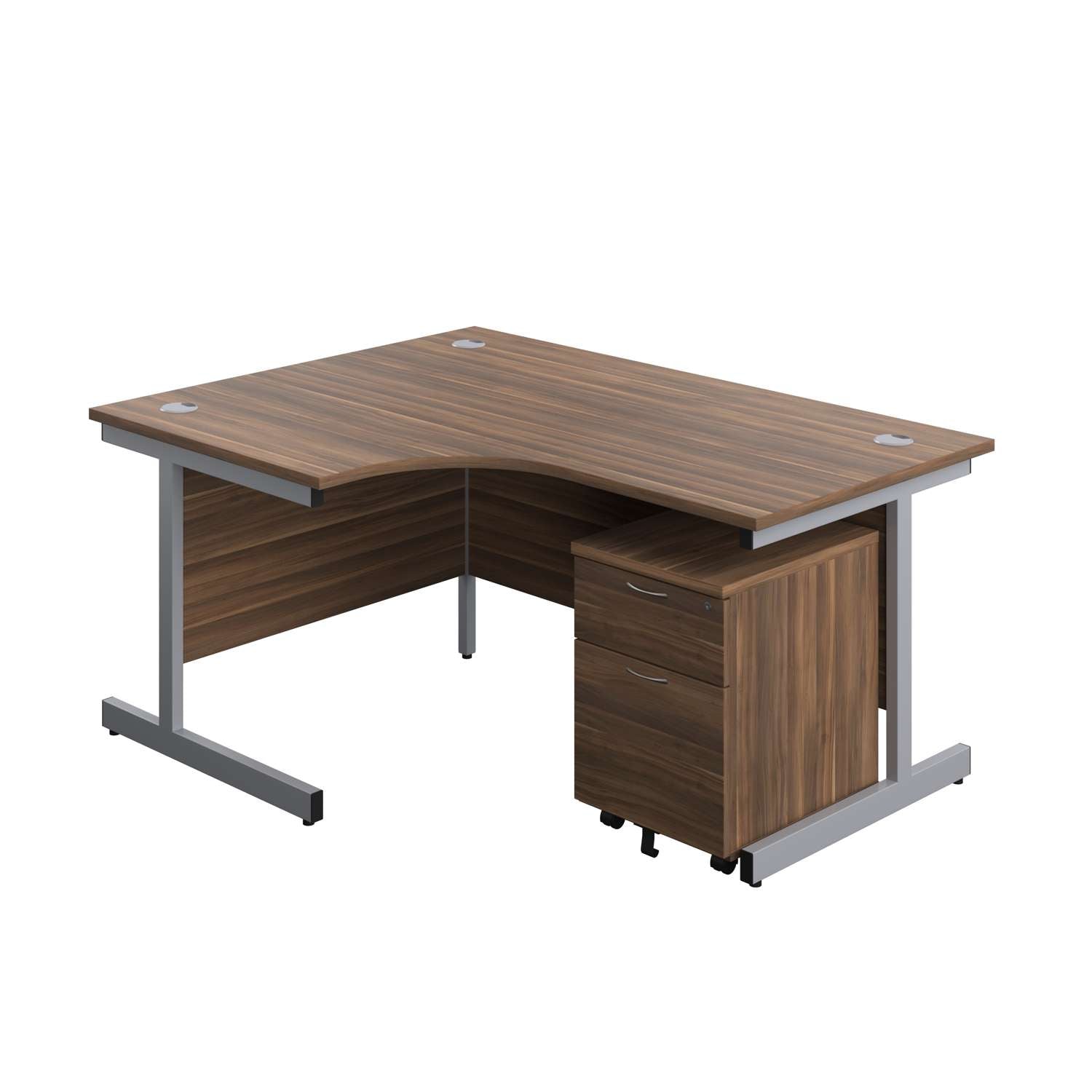 Single Upright Left Hand Radial Desk + Mobile 2 Drawer Pedestal (FSC)