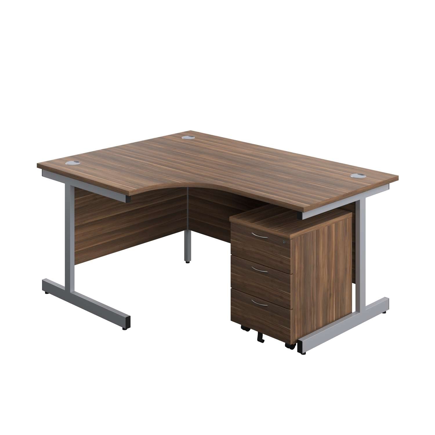 Single Upright Left Hand Radial Desk + Mobile 3 Drawer Pedestal (FSC)