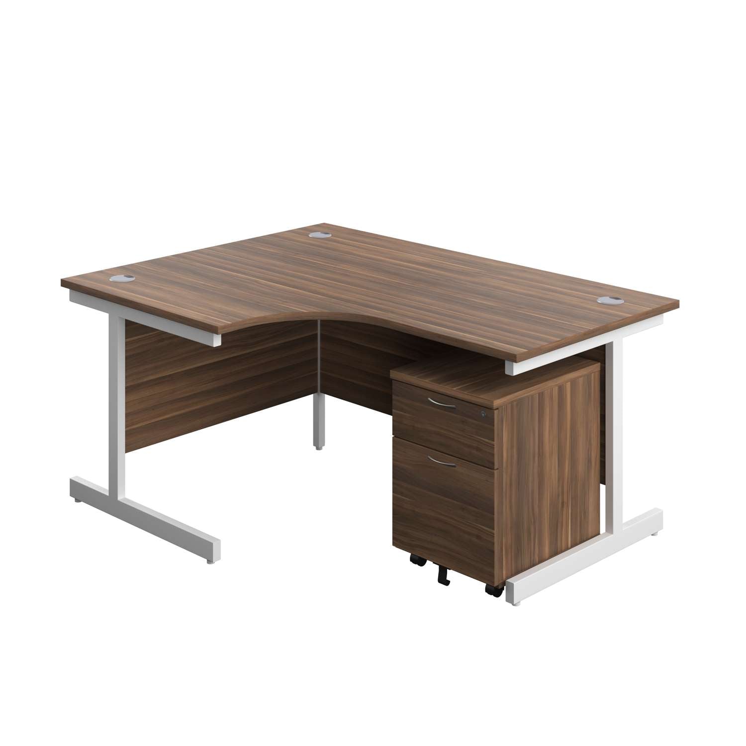 Single Upright Left Hand Radial Desk + Mobile 2 Drawer Pedestal (FSC)