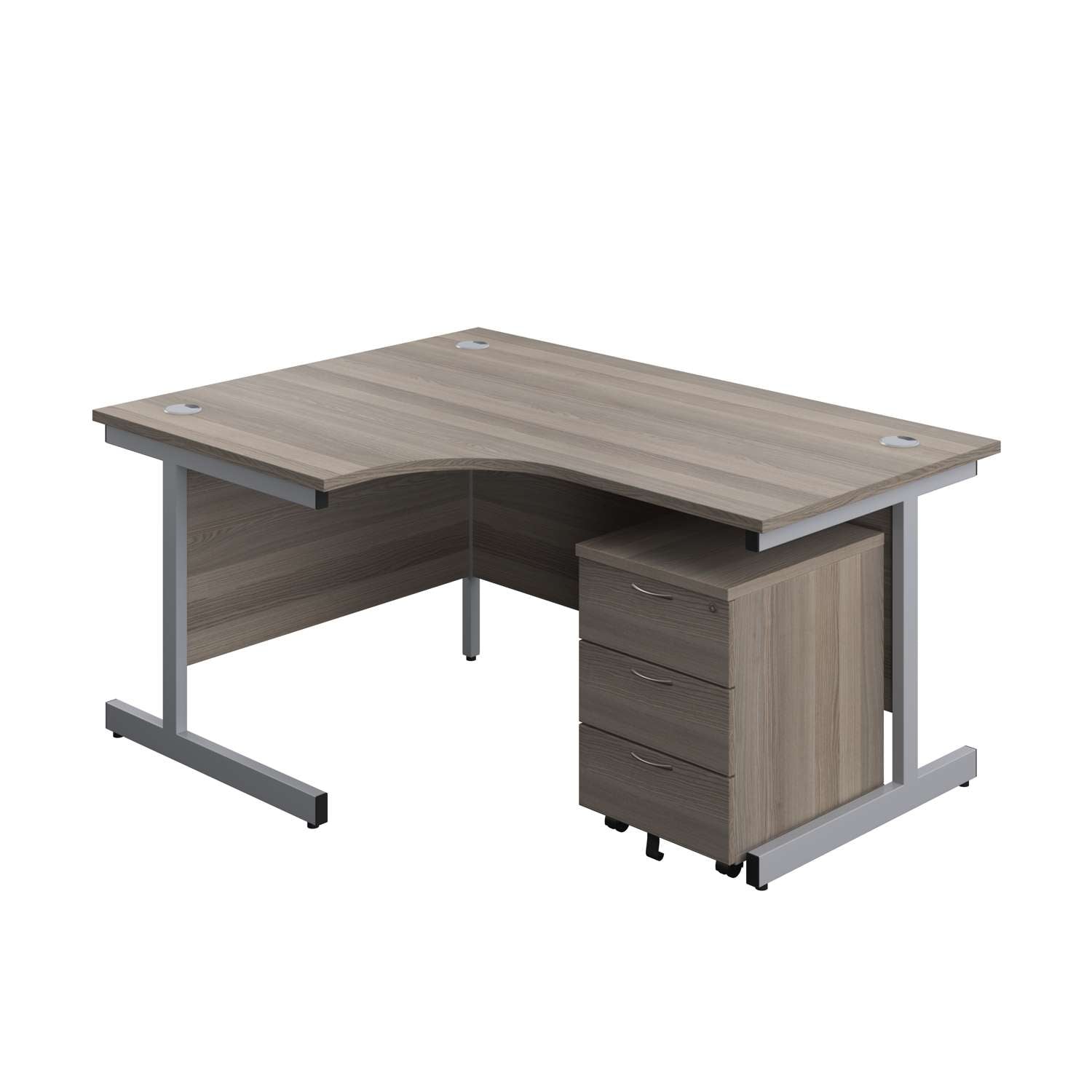 Single Upright Left Hand Radial Desk + Mobile 3 Drawer Pedestal (FSC)