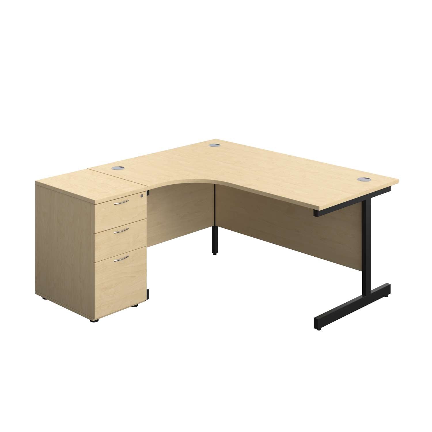 Single Upright Left Hand Radial Desk + Desk High 3 Drawer Pedestal (FSC)