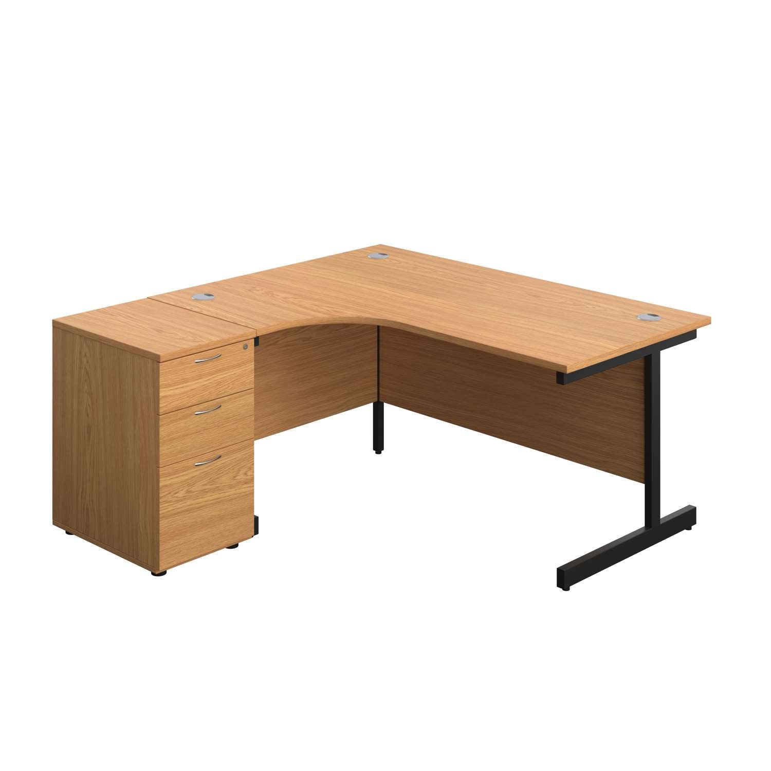 Single Upright Left Hand Radial Desk + Desk High 3 Drawer Pedestal (FSC)