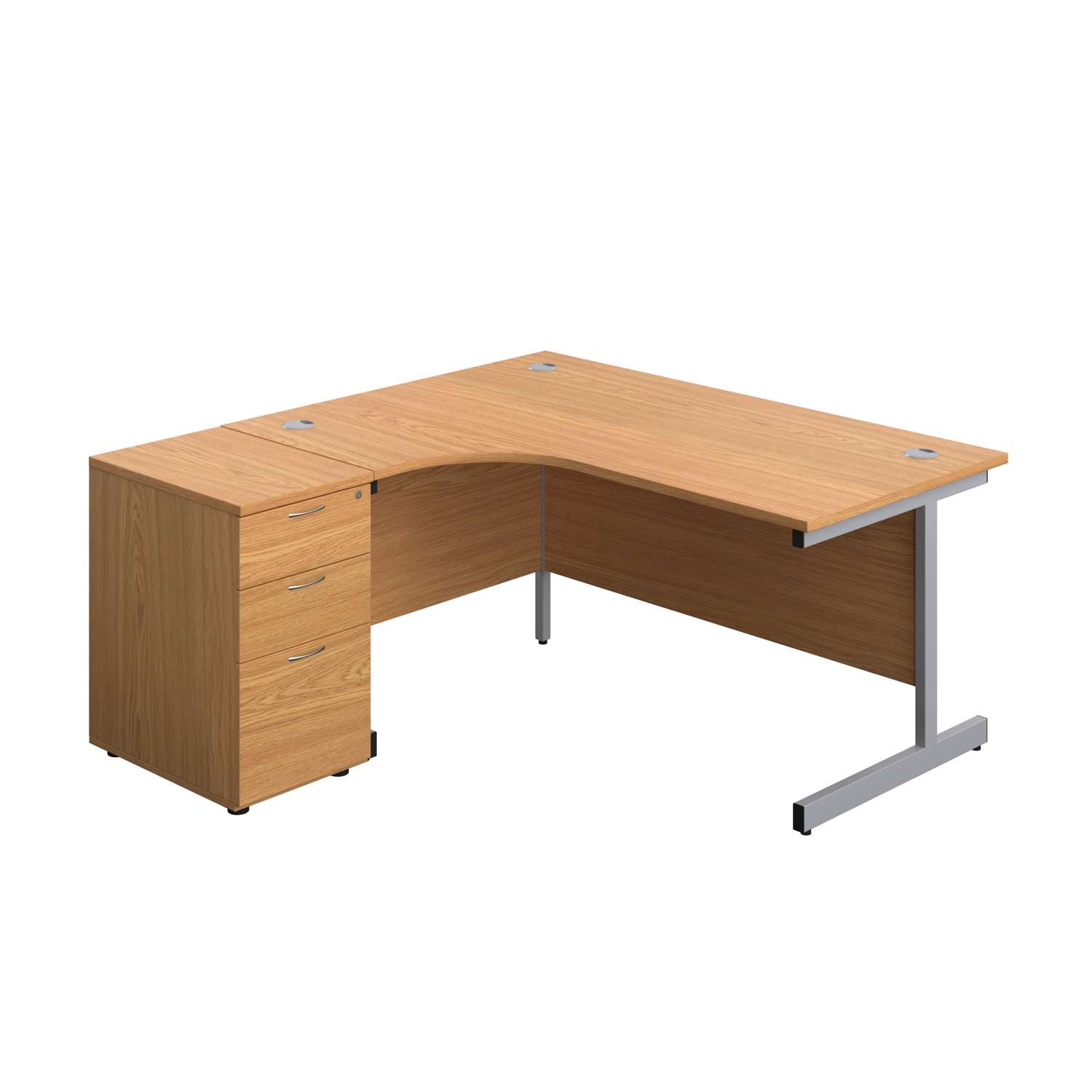 Single Upright Left Hand Radial Desk + Desk High 3 Drawer Pedestal (FSC)