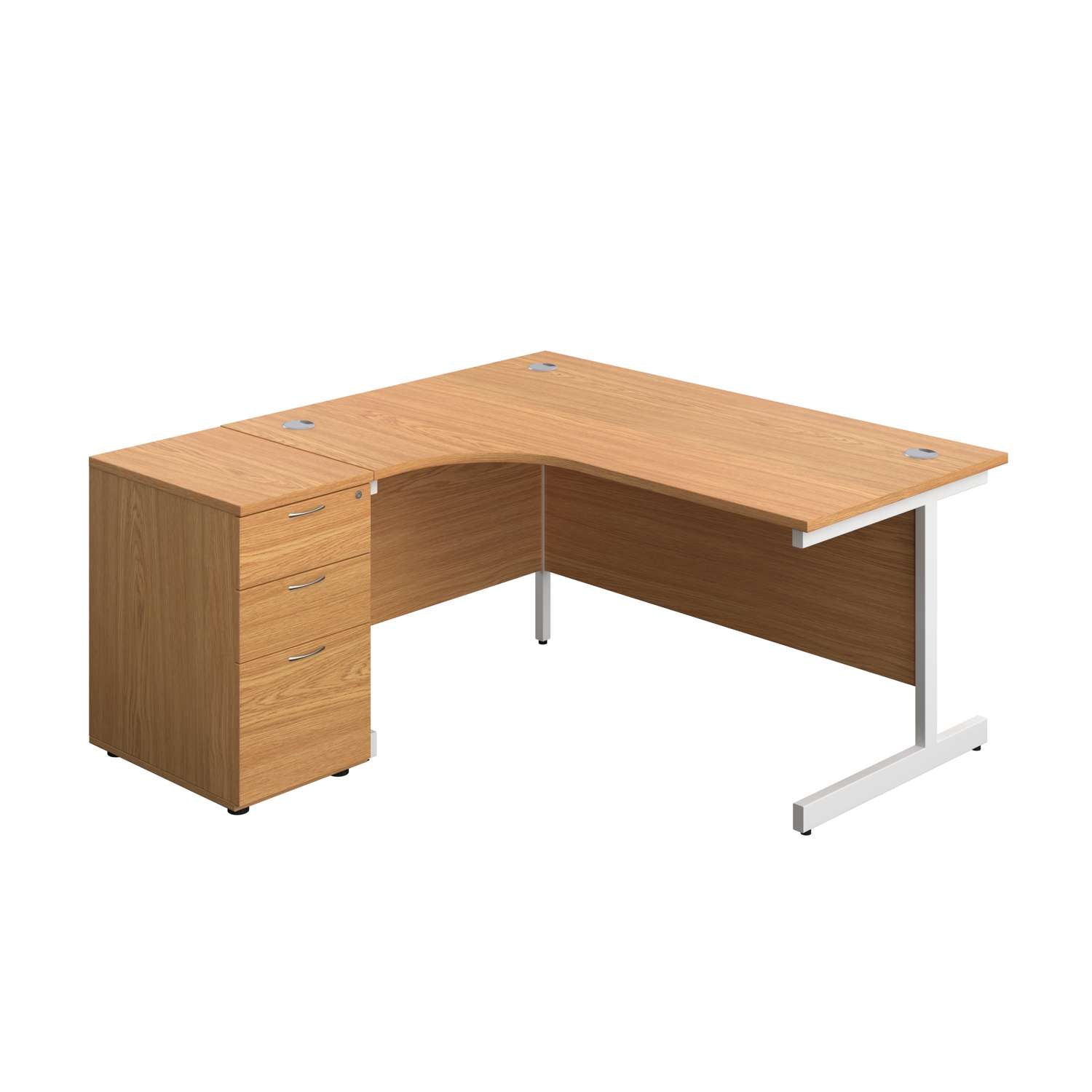 Single Upright Left Hand Radial Desk + Desk High 3 Drawer Pedestal (FSC)