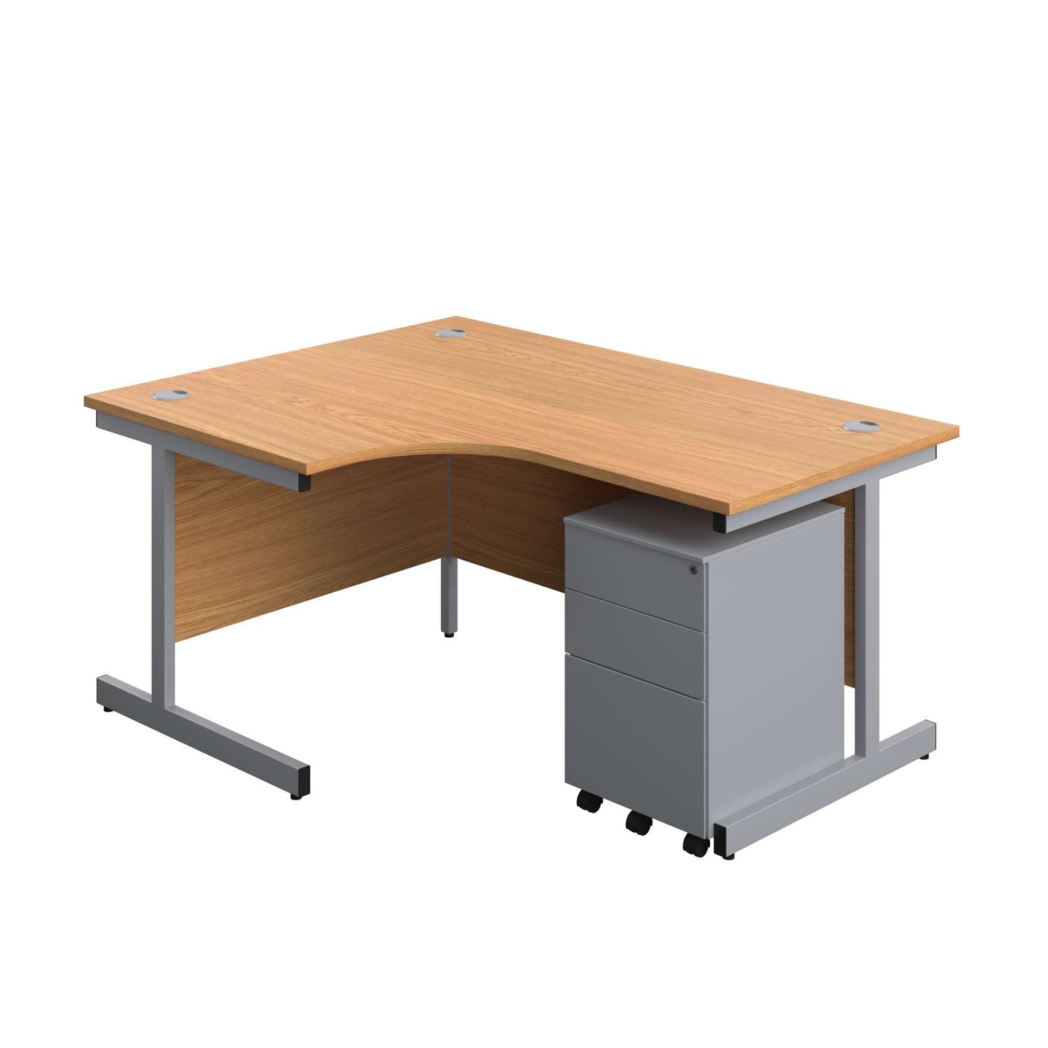 Single Upright Left Hand Radial Desk + Under Desk Steel Pedestal 3 Drawers (FSC)