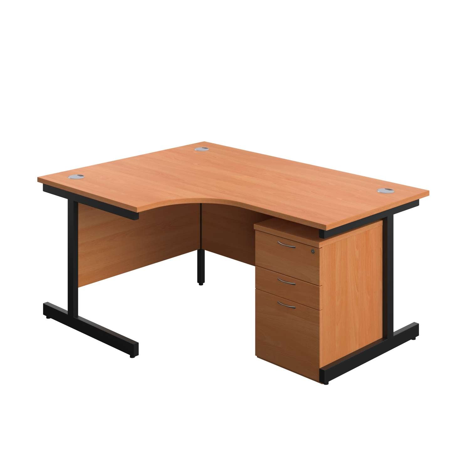 Single Upright Left Hand Radial Desk + High Mobile Pedestal 3 Drawer (FSC)