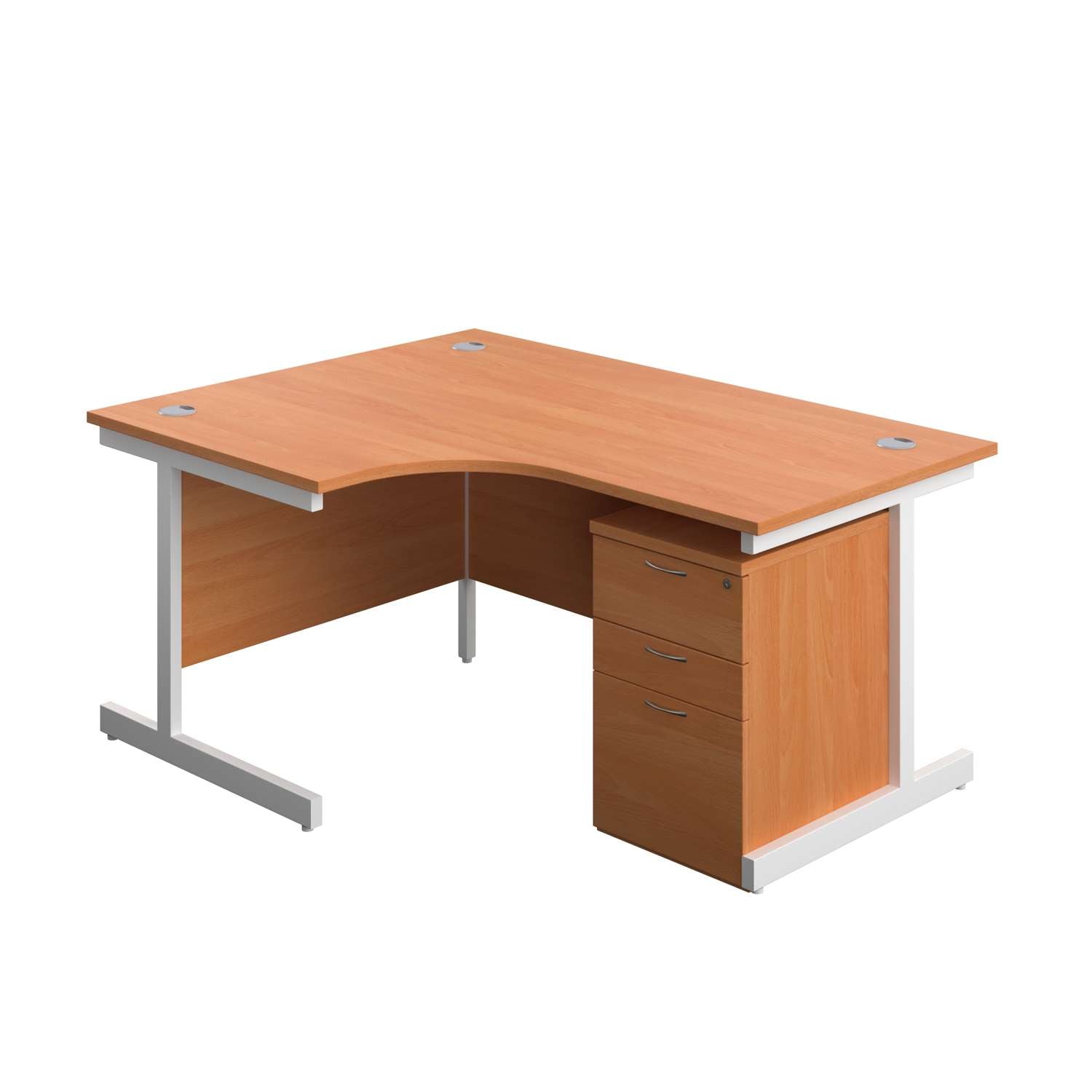 Single Upright Left Hand Radial Desk + High Mobile Pedestal 3 Drawer (FSC)