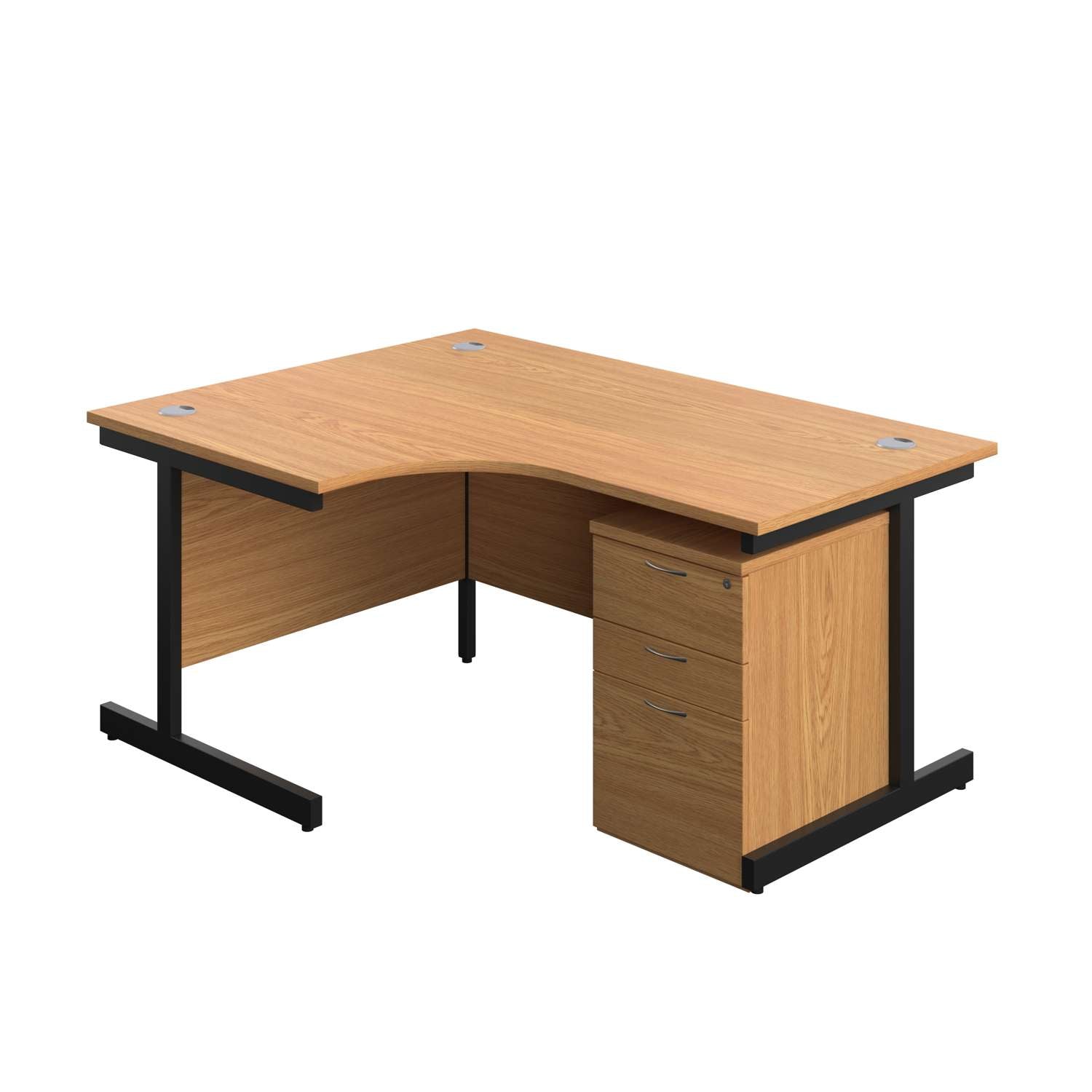 Single Upright Left Hand Radial Desk + High Mobile Pedestal 3 Drawer (FSC)