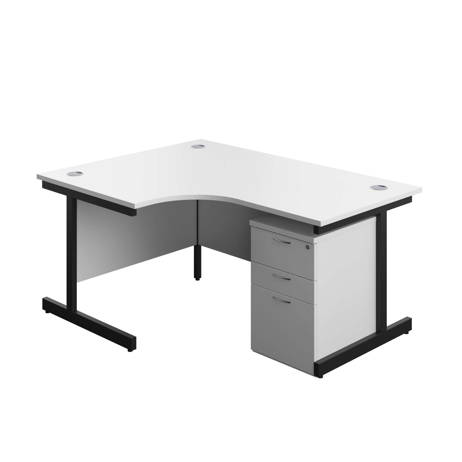 Single Upright Left Hand Radial Desk + High Mobile Pedestal 3 Drawer (FSC)