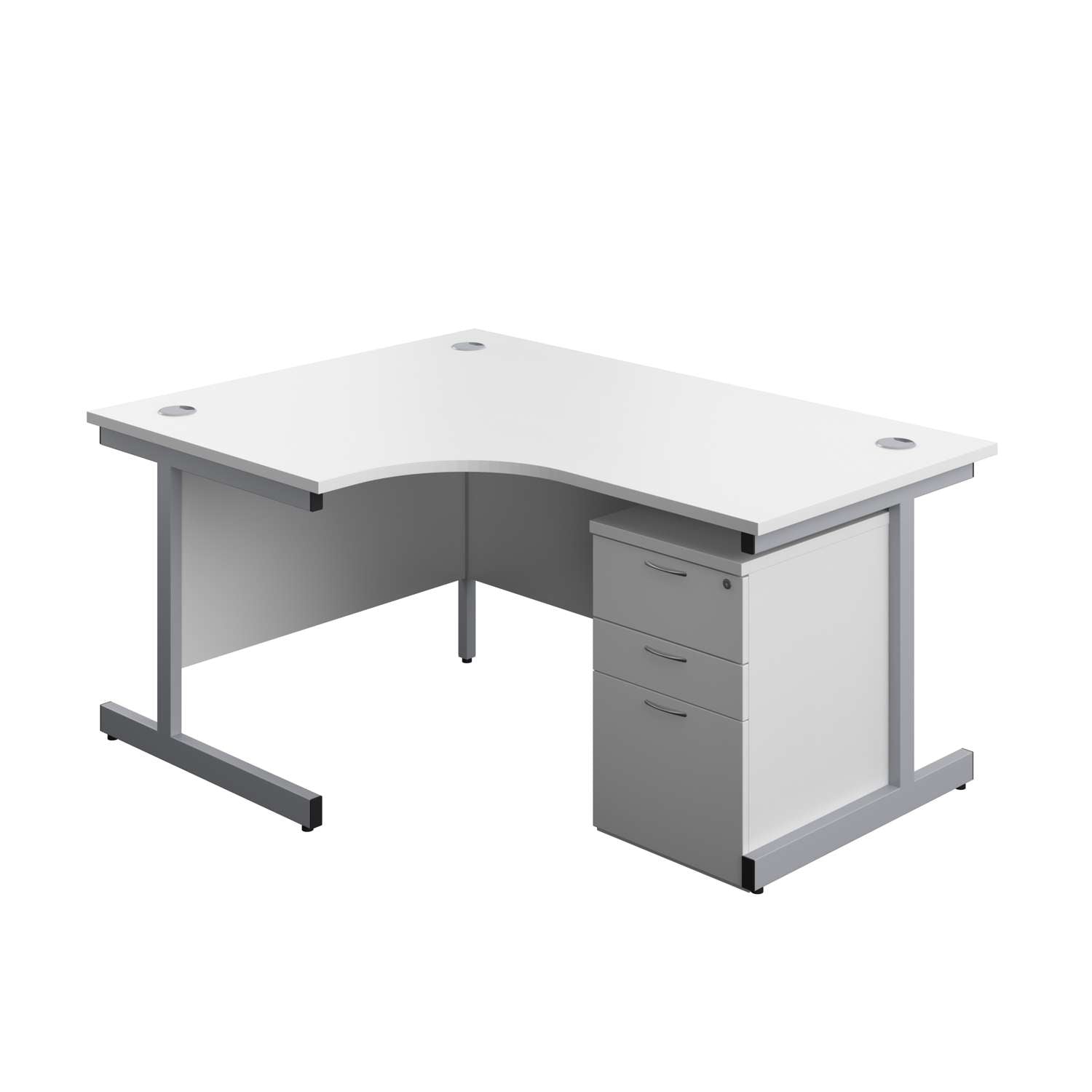 Single Upright Left Hand Radial Desk + High Mobile Pedestal 3 Drawer (FSC)