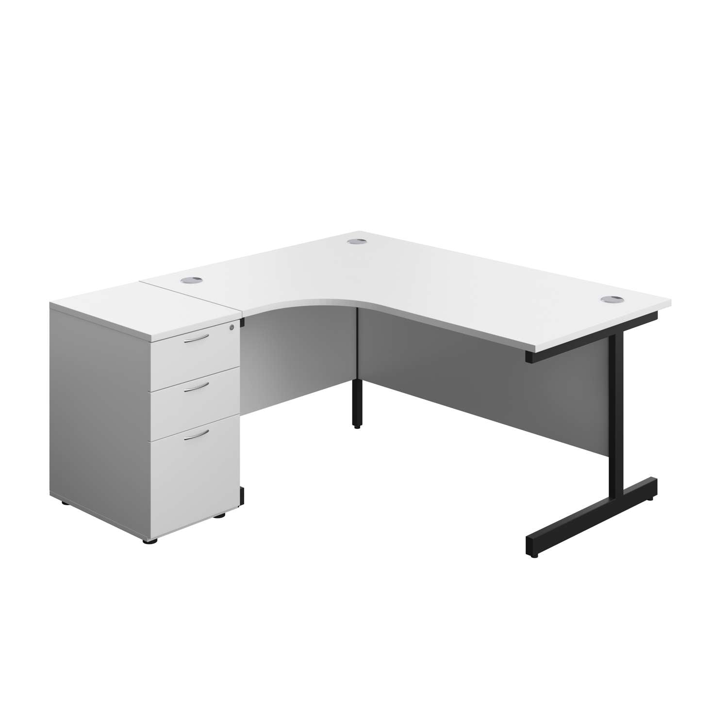 Single Upright Left Hand Radial Desk + Desk High 3 Drawer Pedestal (FSC)