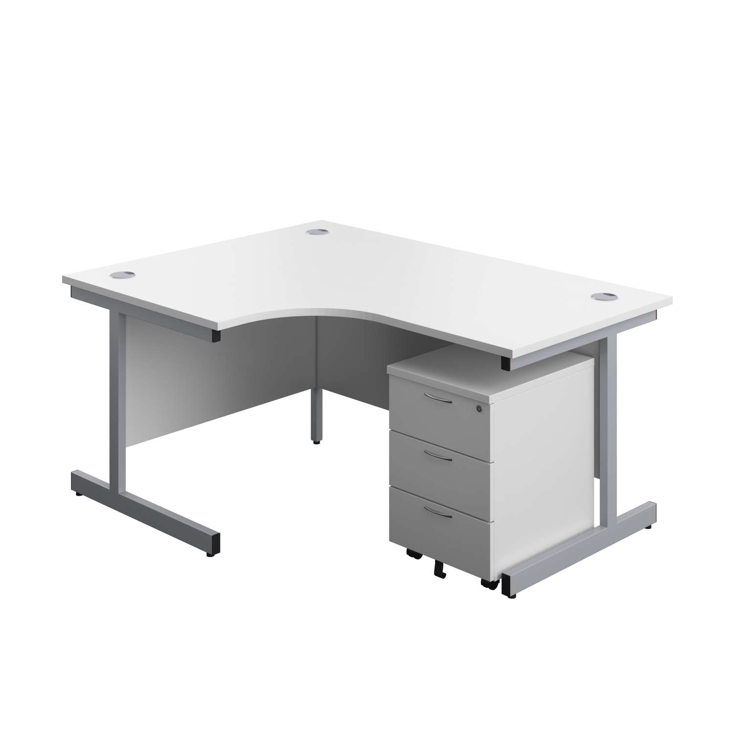 Single Upright Left Hand Radial Desk + Mobile 3 Drawer Pedestal (FSC)