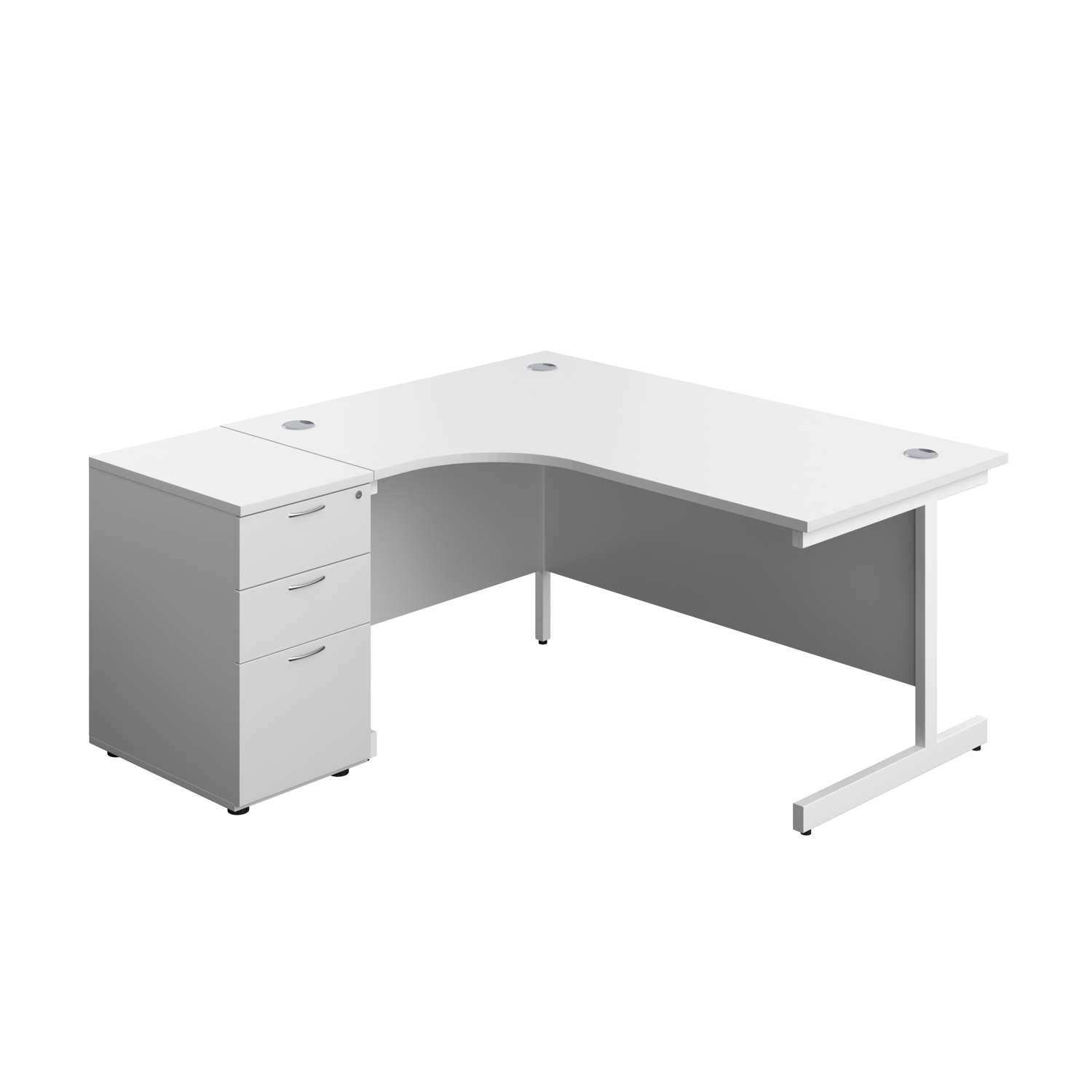 Single Upright Left Hand Radial Desk + Desk High 3 Drawer Pedestal (FSC)