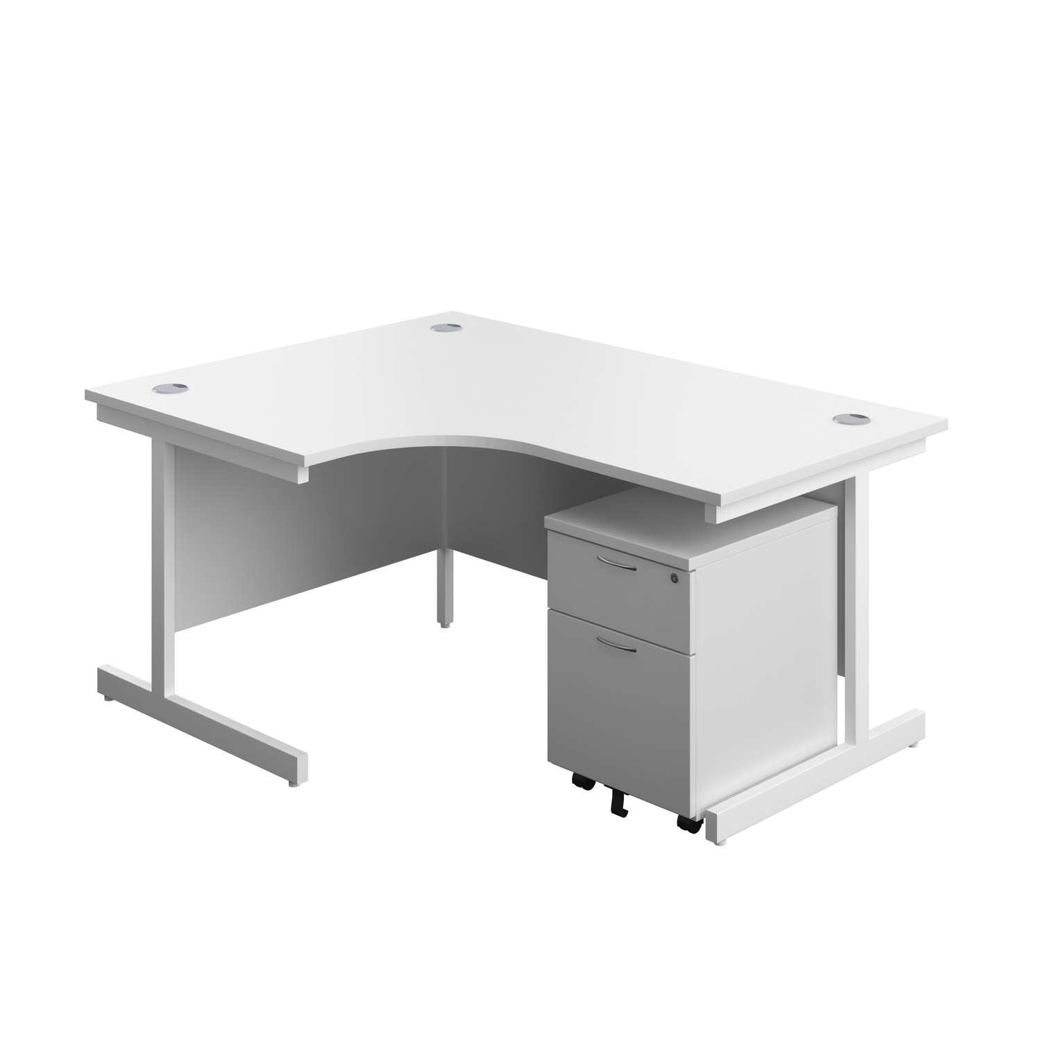 Single Upright Left Hand Radial Desk + Mobile 2 Drawer Pedestal (FSC)