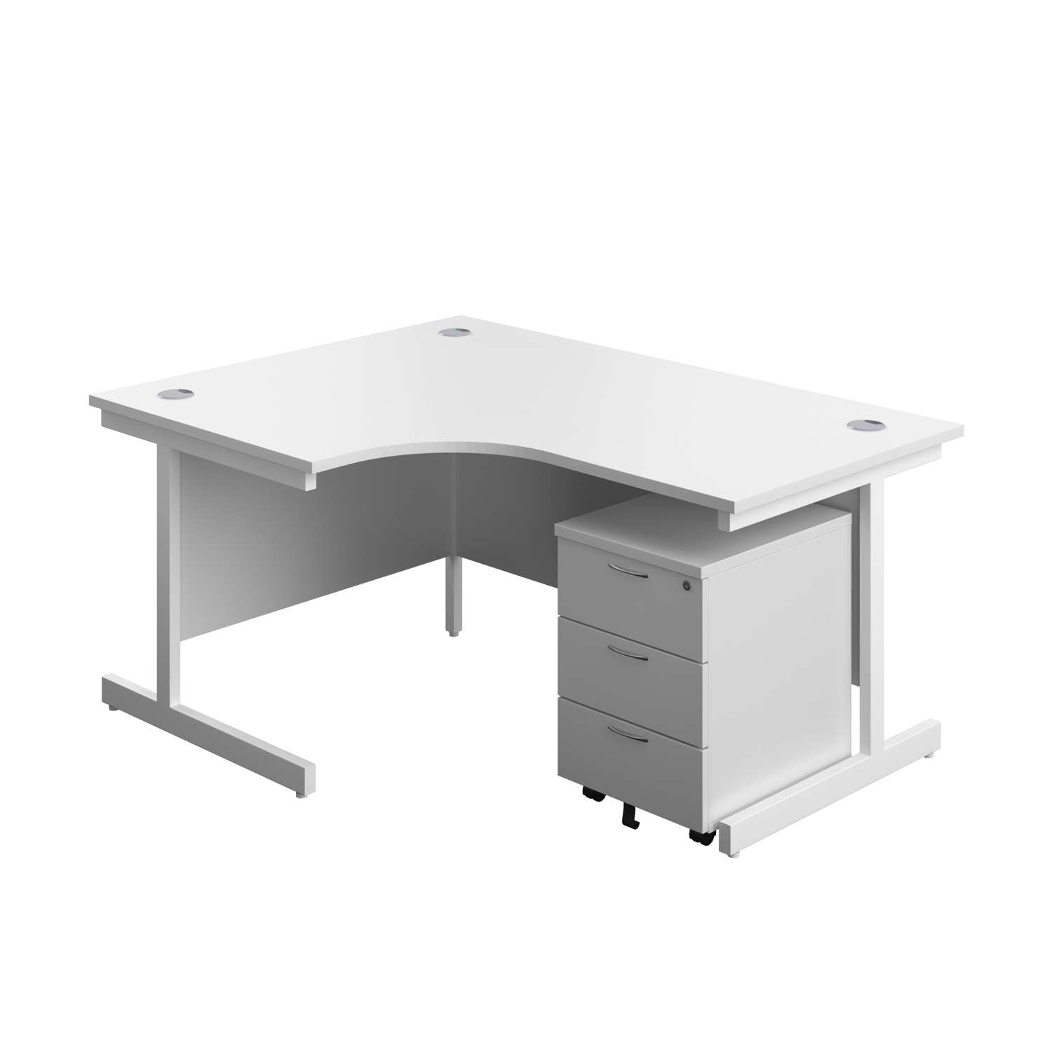 Single Upright Left Hand Radial Desk + Mobile 3 Drawer Pedestal (FSC)