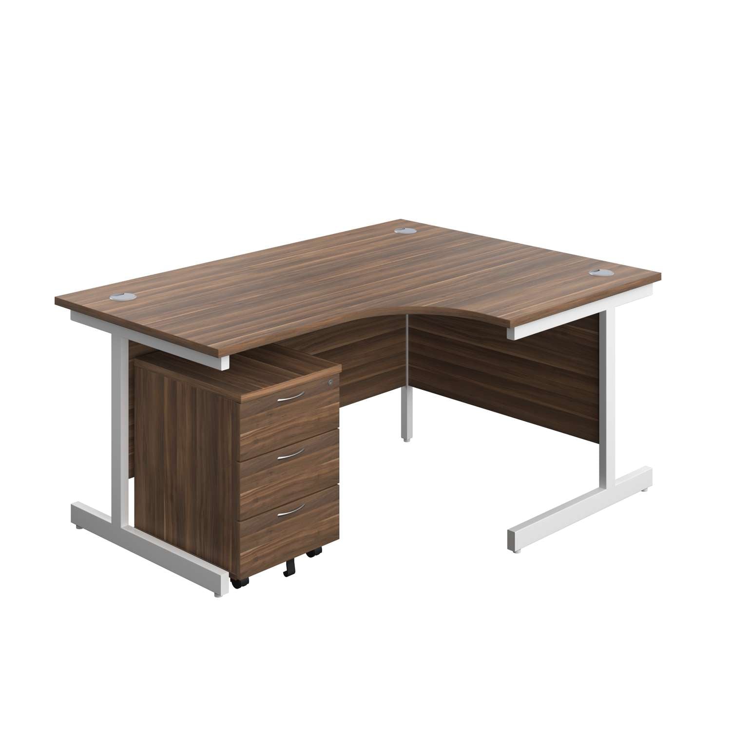 Single Upright Right Hand Radial Desk + Mobile 3 Drawer Pedestal (FSC)