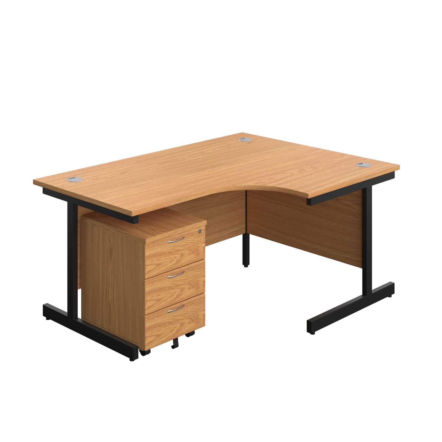 Single Upright Right Hand Radial Desk + Mobile 3 Drawer Pedestal (FSC)