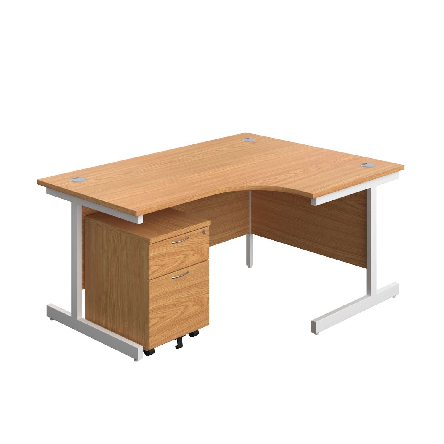 Single Upright Right Hand Radial Desk + Mobile 2 Drawer Pedestal (FSC)