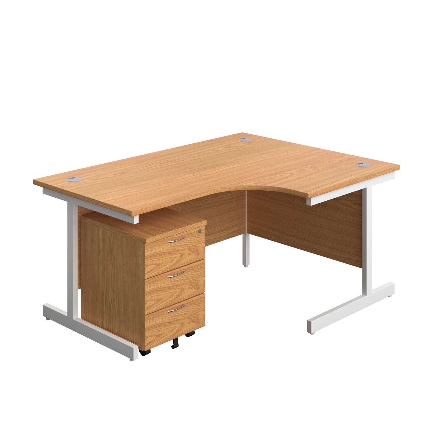 Single Upright Right Hand Radial Desk + Mobile 3 Drawer Pedestal (FSC)