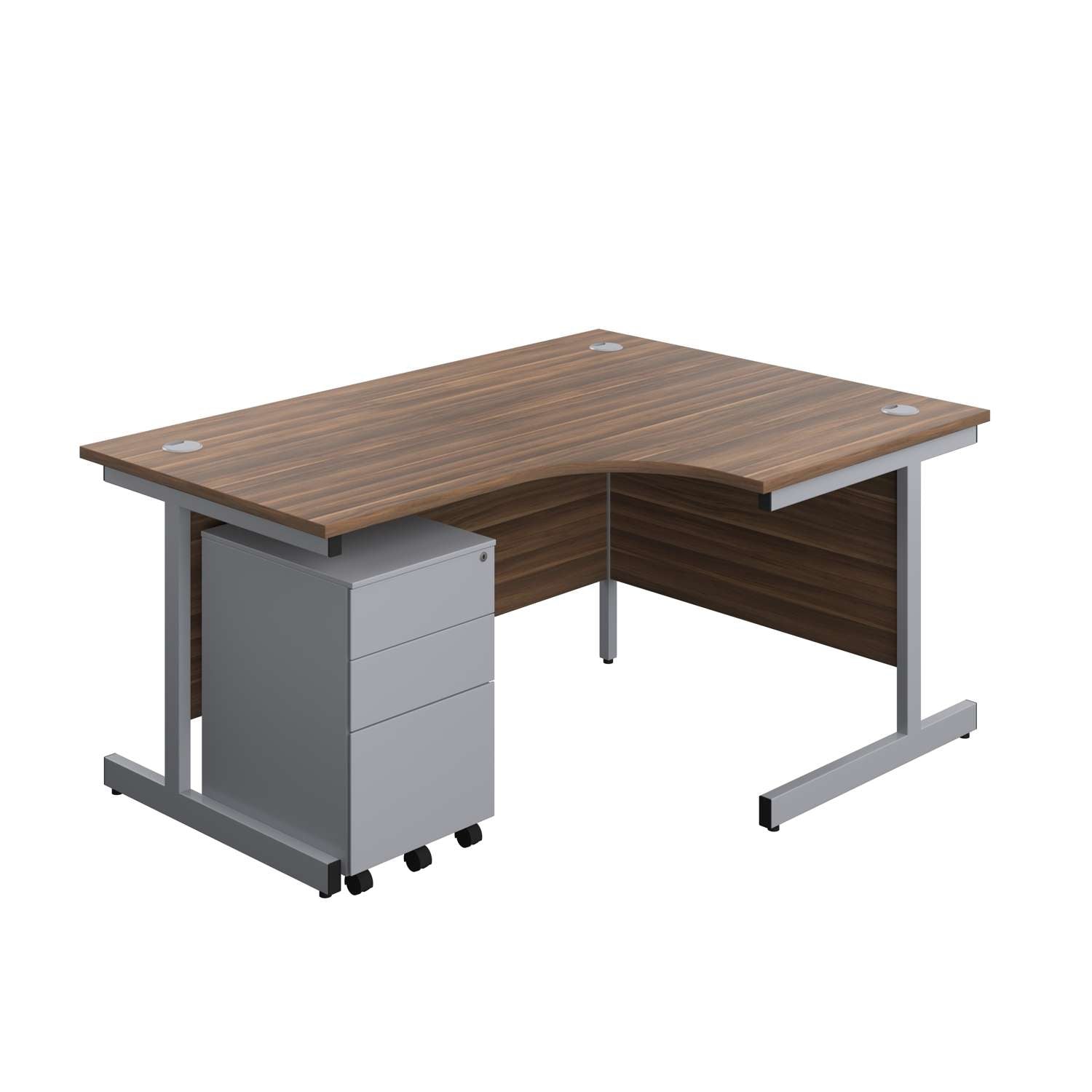 Single Upright Right Hand Radial Desk + Under Desk Steel Pedestal 3 Drawers (FSC)