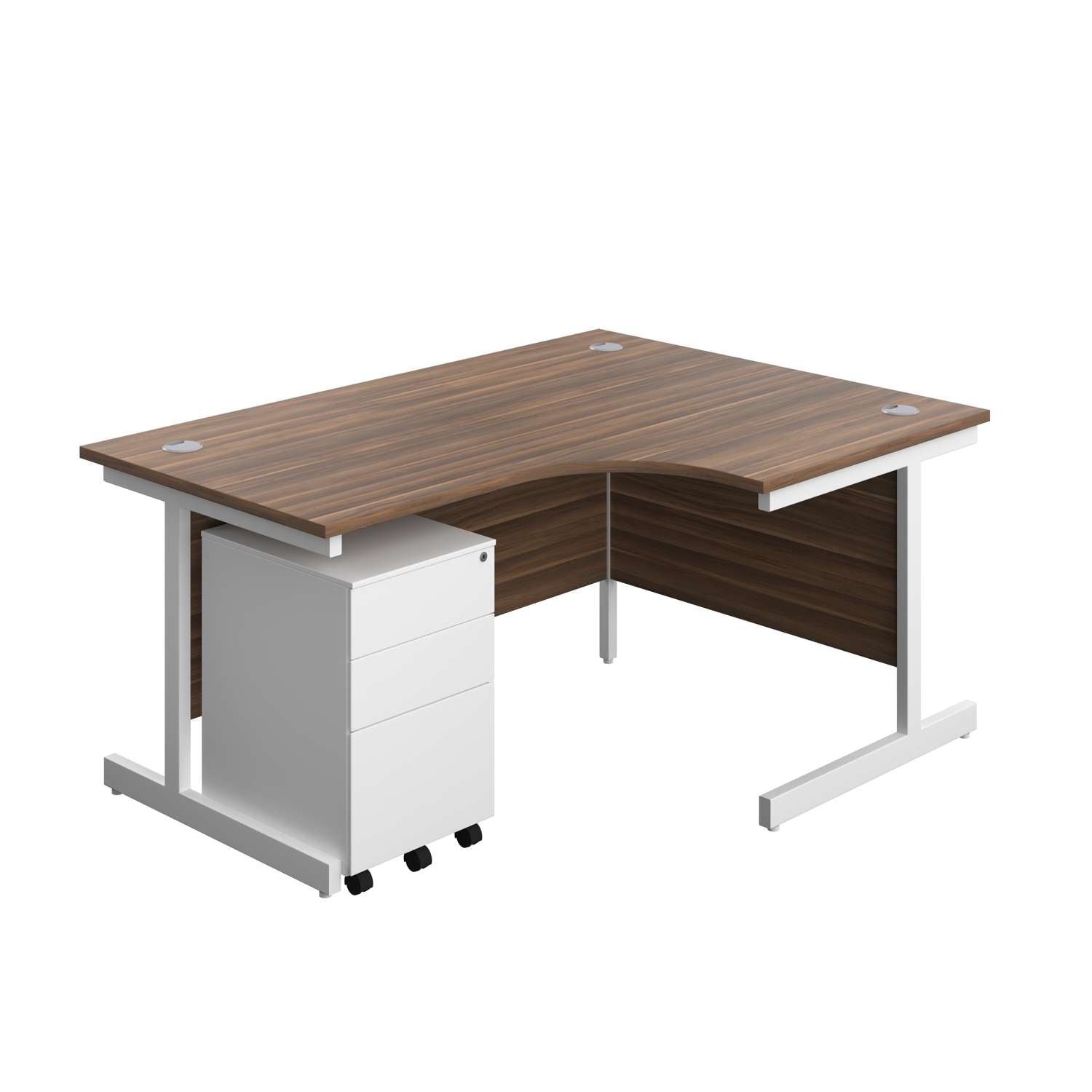 Single Upright Right Hand Radial Desk + Under Desk Steel Pedestal 3 Drawers (FSC)